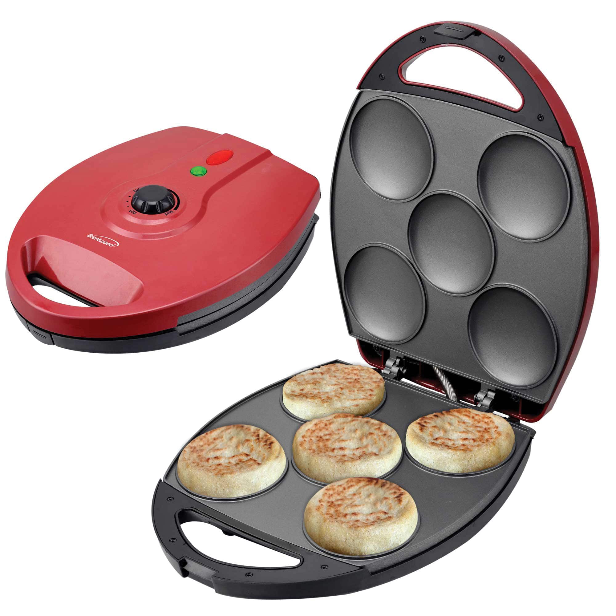 Brentwood Red 1200 Watt 5-Piece Nonstick Arepa Maker