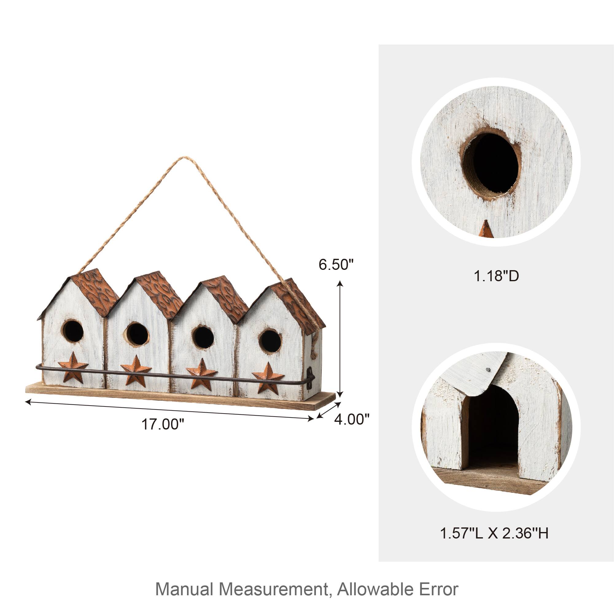 Glitzhome&#xAE; 17&#x22; Retro White Distressed Wood Birdhouse with Perch