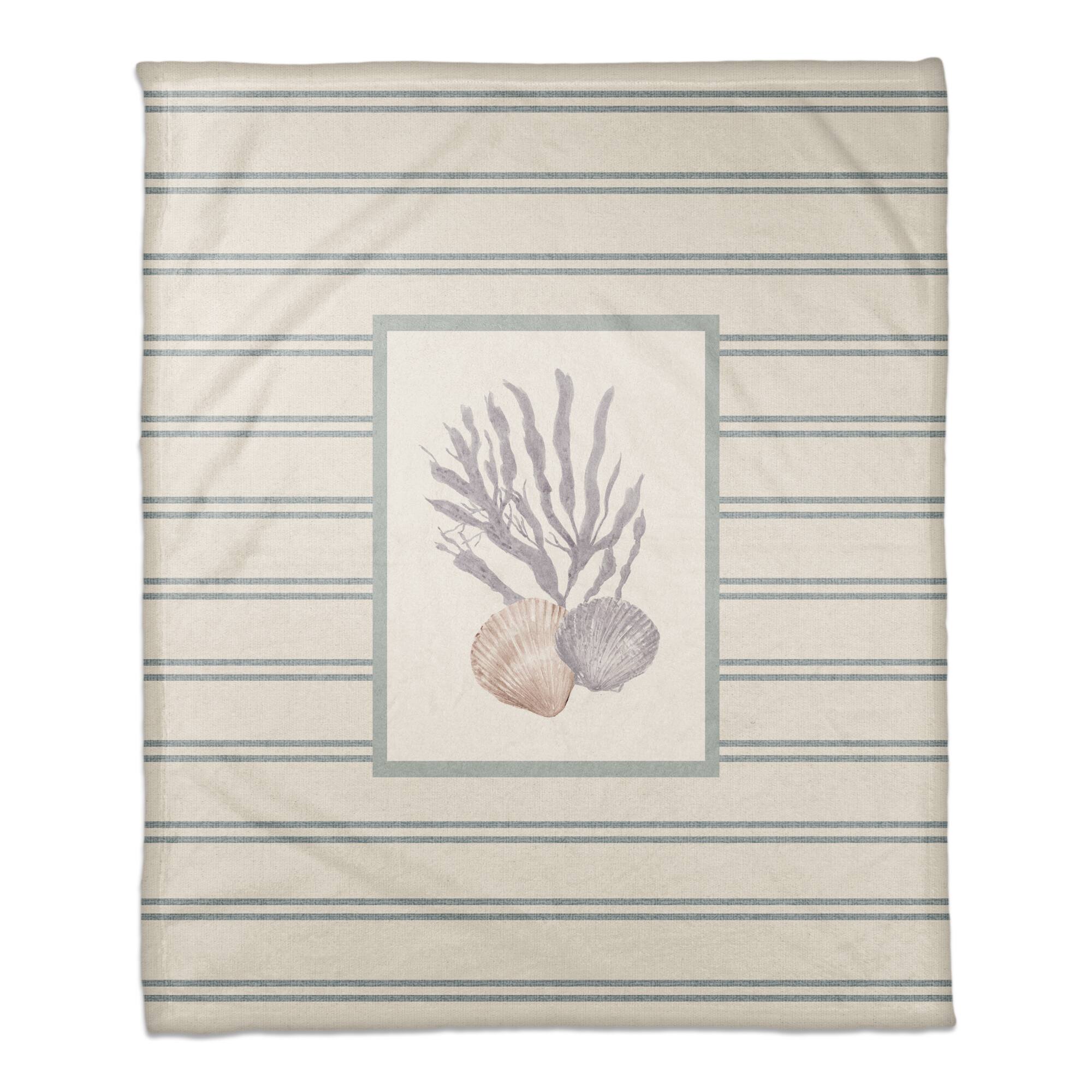 Scallop and Olive Shell 50" x 60" Coral Fleece Blanket