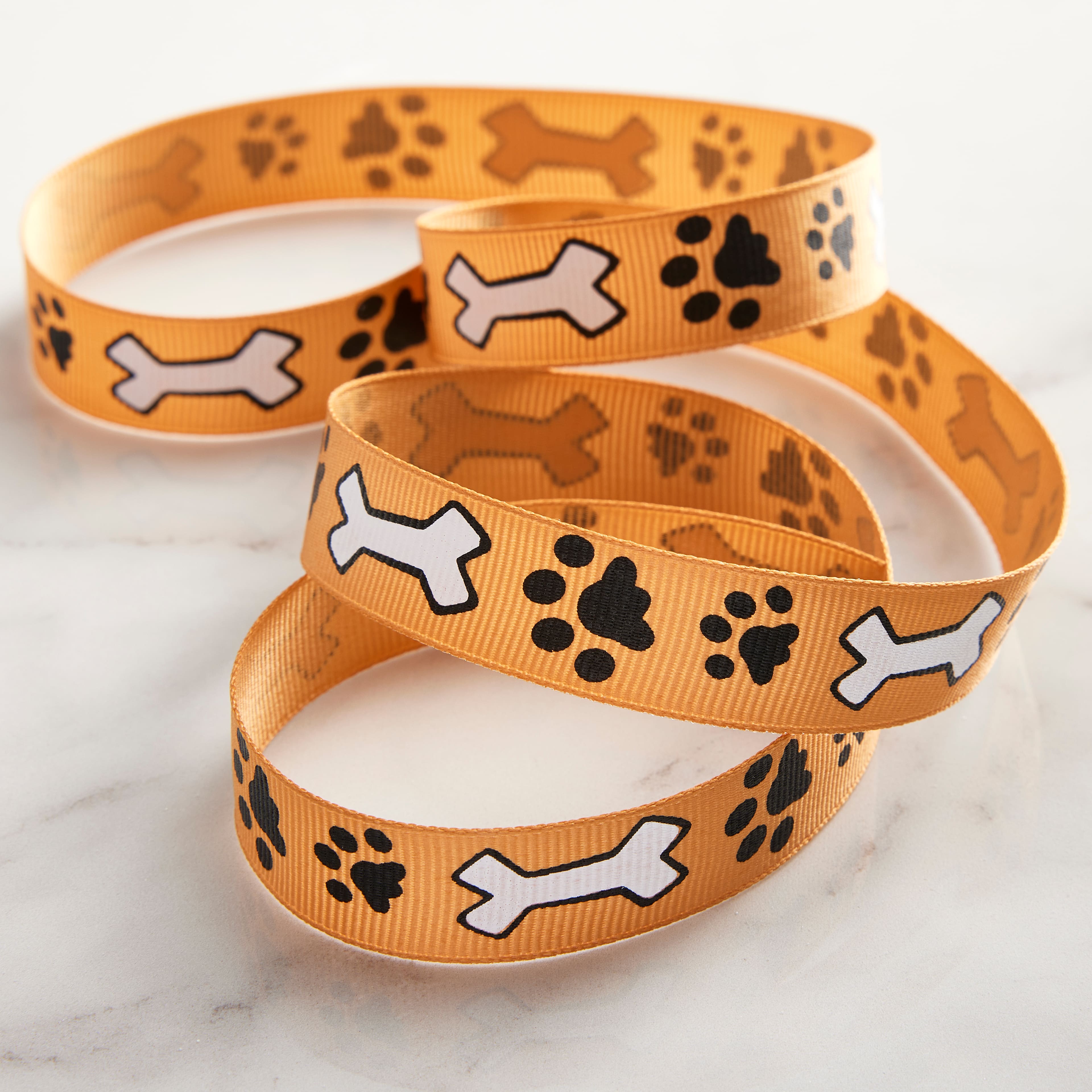 DHK 3/8inch 5yards Cat Dog Paw Printed Grosgrain Ribbon