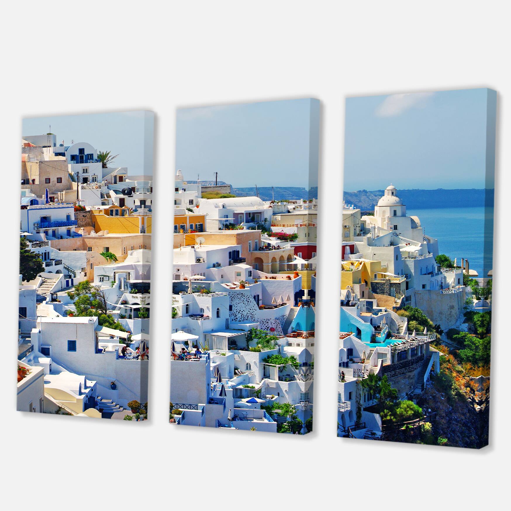 Designart - View of Fira Town Santorini - Abstract Wall Art Canvas