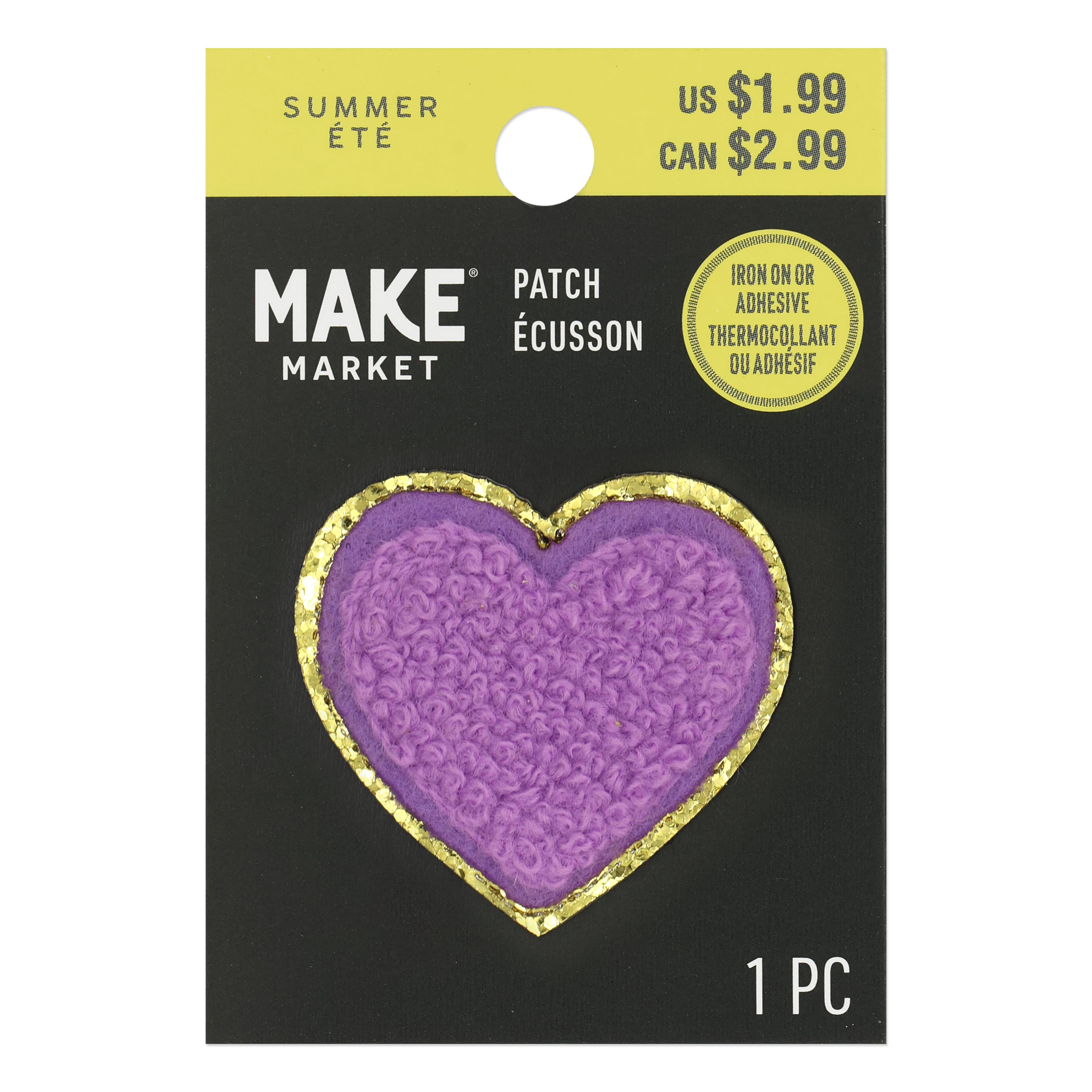 Mini Lavender Chenille Letter Iron On & Adhesive Patch by Make Market®