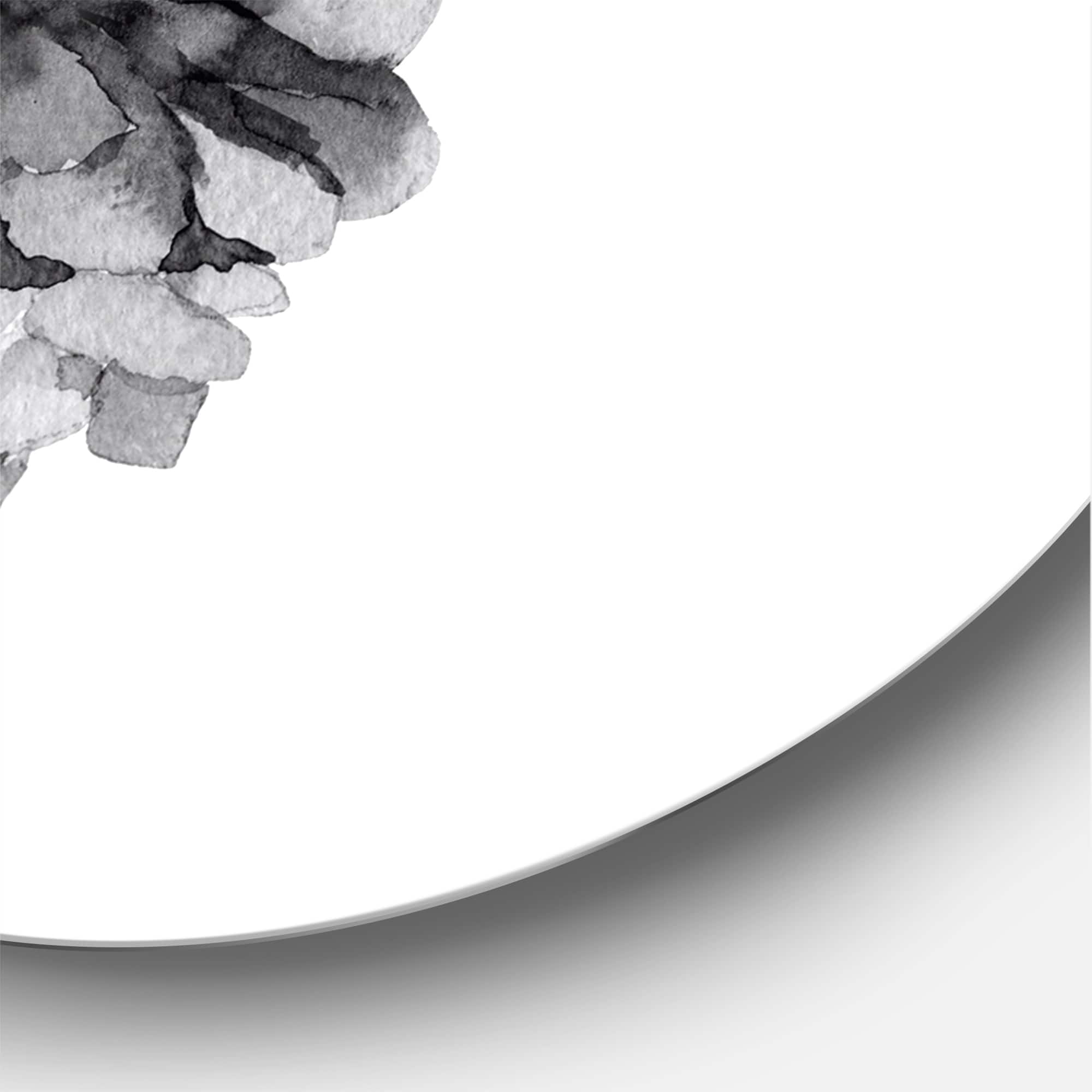 Designart - Conifer Cone Monochrome - Traditional Metal Circle Wall Art