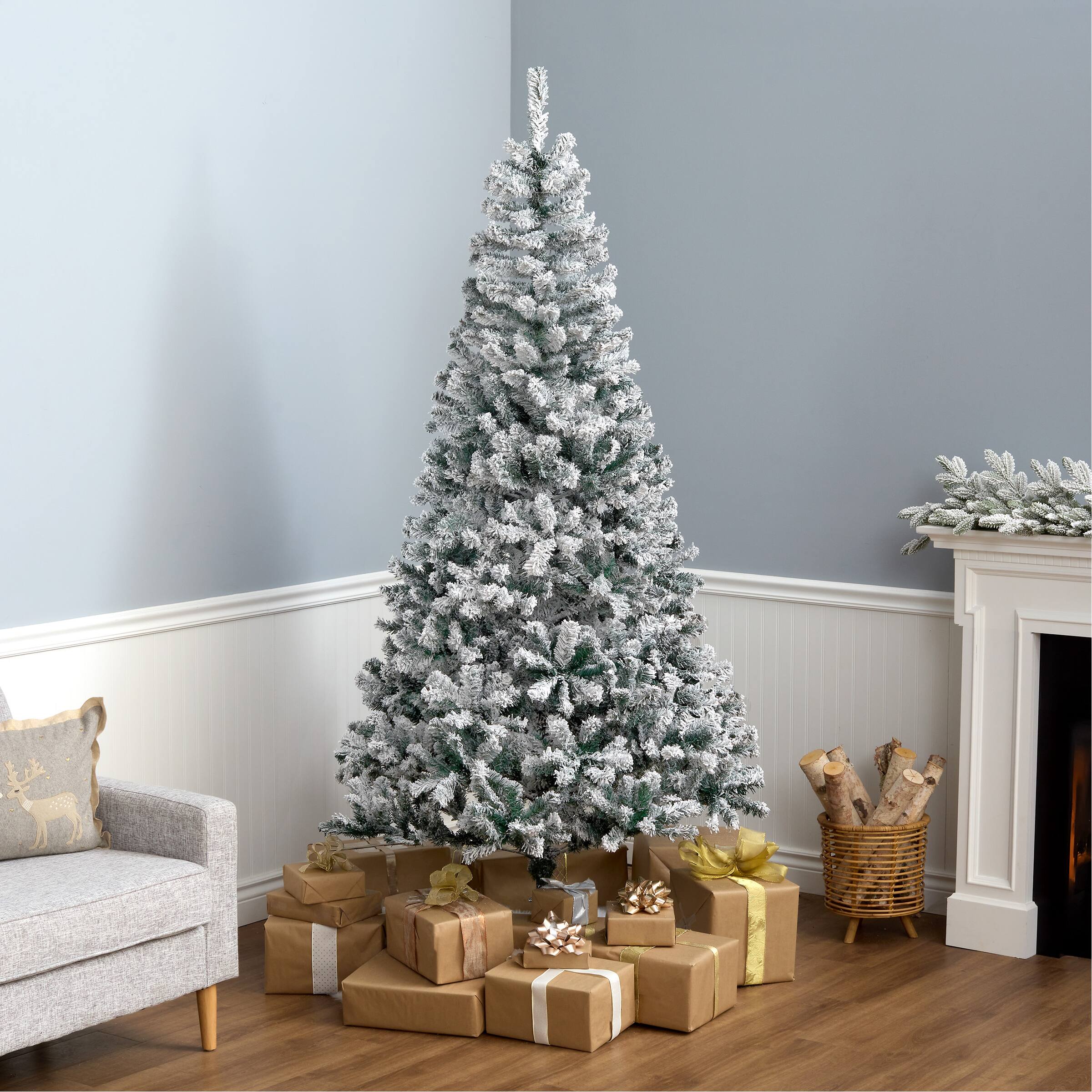7.5 ft. Unlit Acacia Flocked Artificial Christmas Tree
