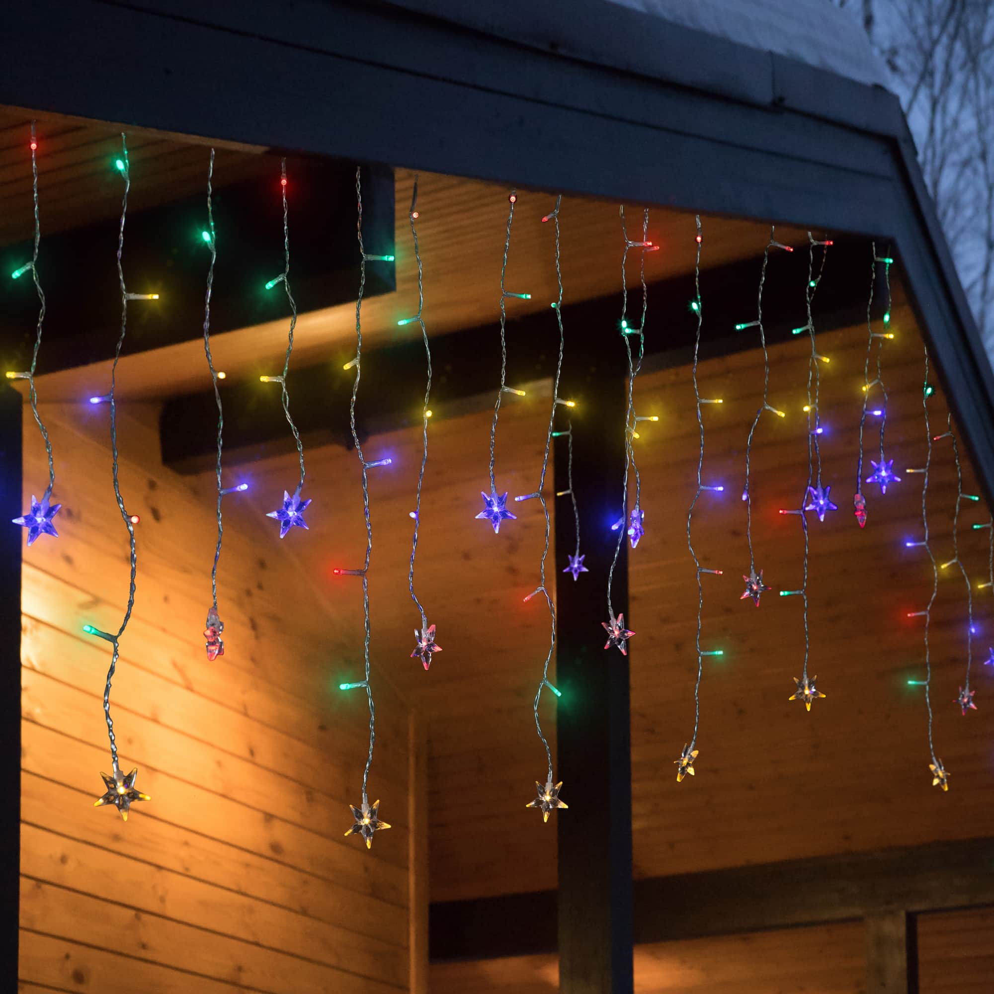 LED Stars Icicle Christmas Lights - Multi-Color - 29.5' Clear Wire - 400ct