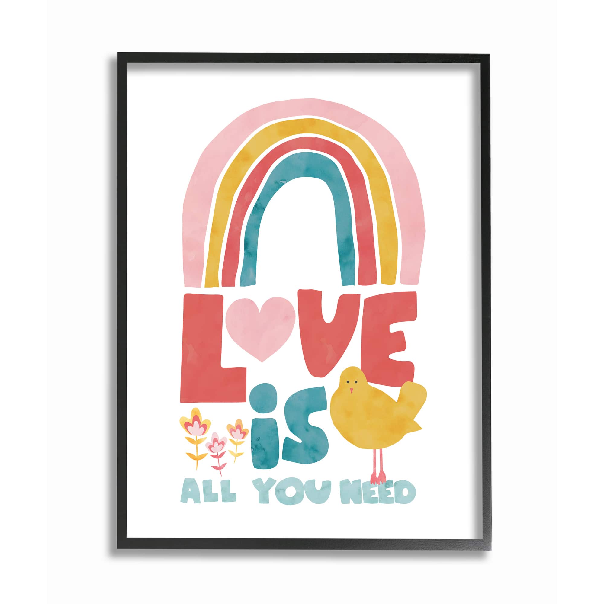 Stupell Industries Rainbow Love is All You Need Wall Accent with Black Frame