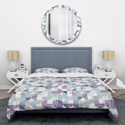 Designart 'Retro Geometric Design IV' Mid-Century Duvet Cover Set ...