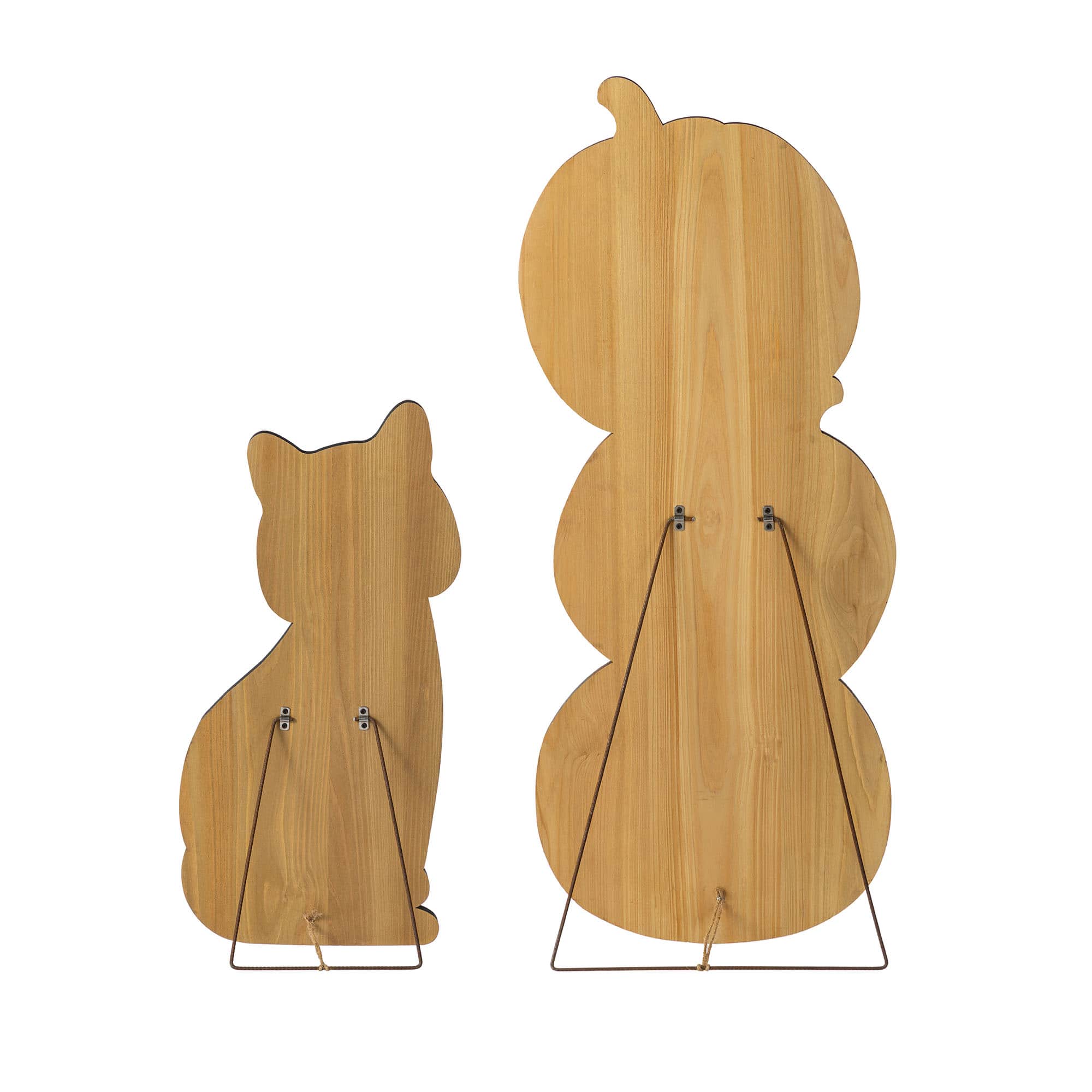 Glitzhome&#xAE; Halloween Wooden Skeleton Cat and Stacked Pumpkin Porch Decor Set
