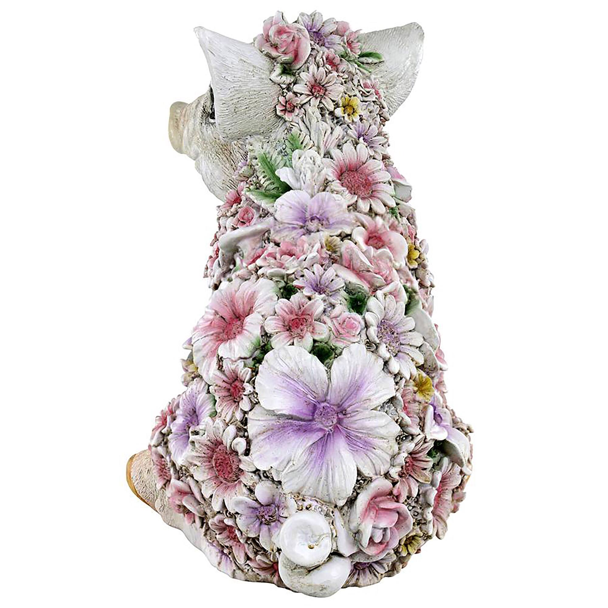 Design Toscano 8.8" Flower Power Pig Farm Animal Statue