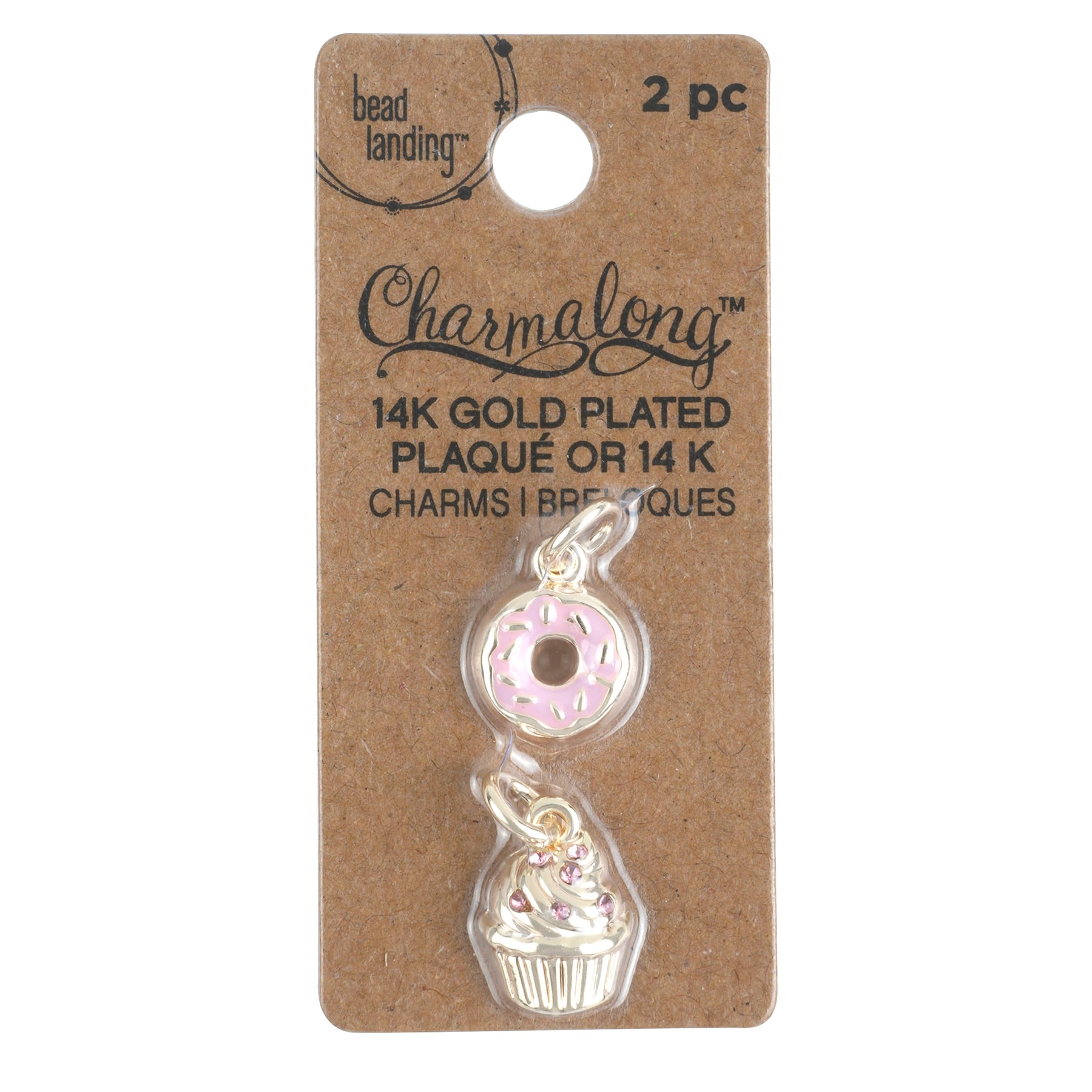Charmalong&#x2122; 14K Gold Cupcake &#x26; Donut Charms by Bead Landing&#x2122;
