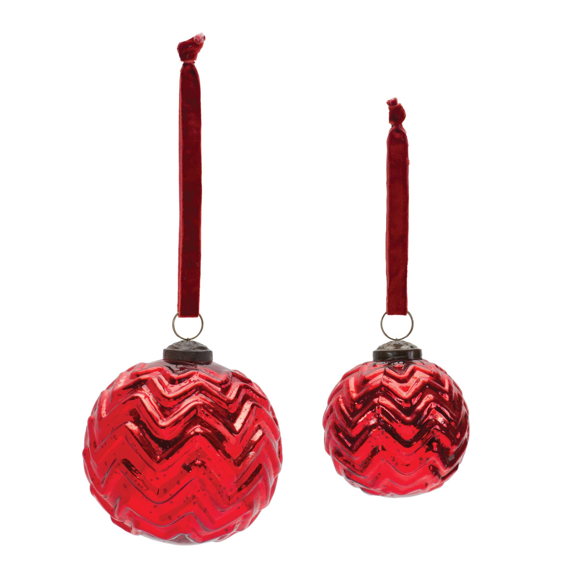 Red Mercury Glass Ball Ornament Set