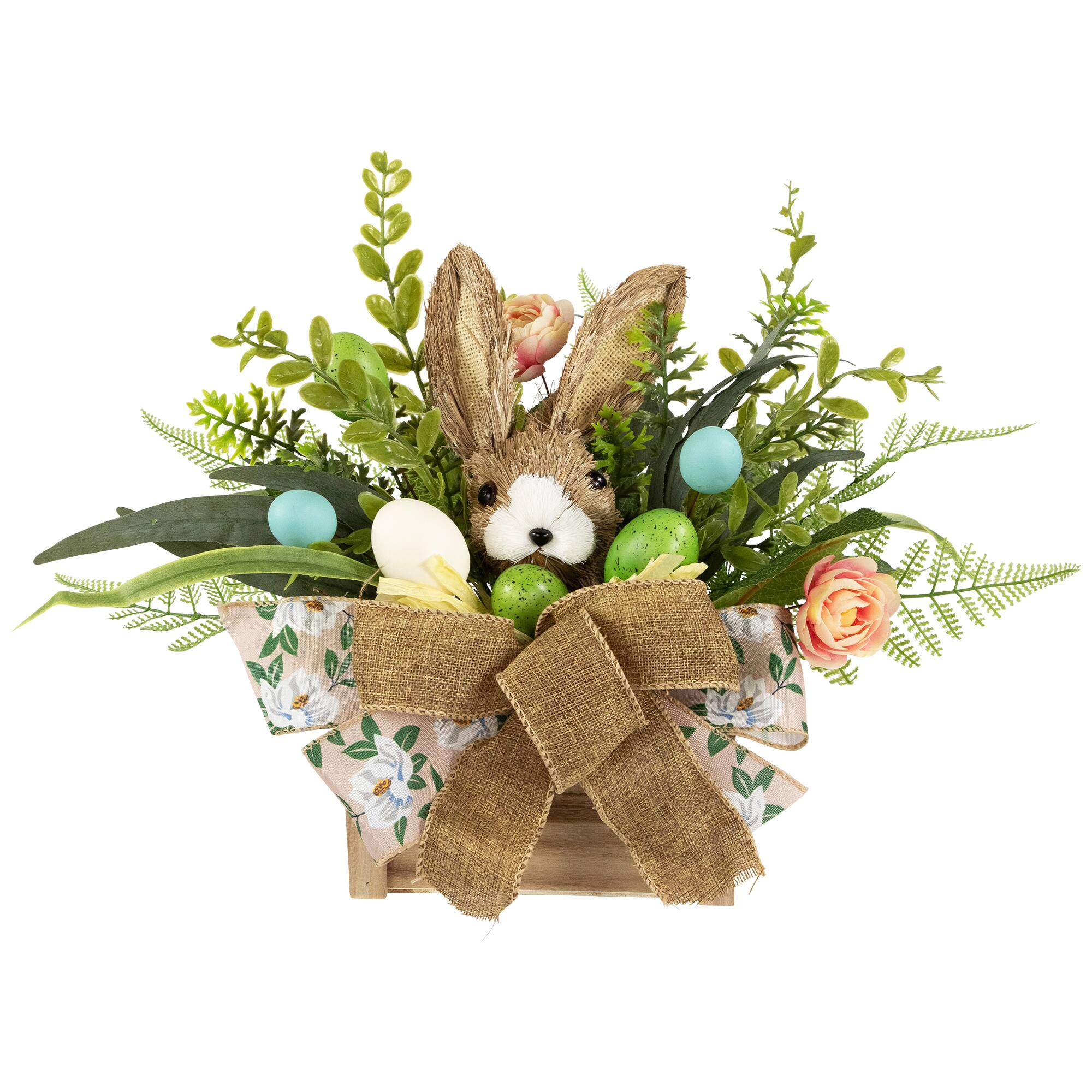 12&#x22; Boxed Floral Arrangement with Bunny Easter Decoration