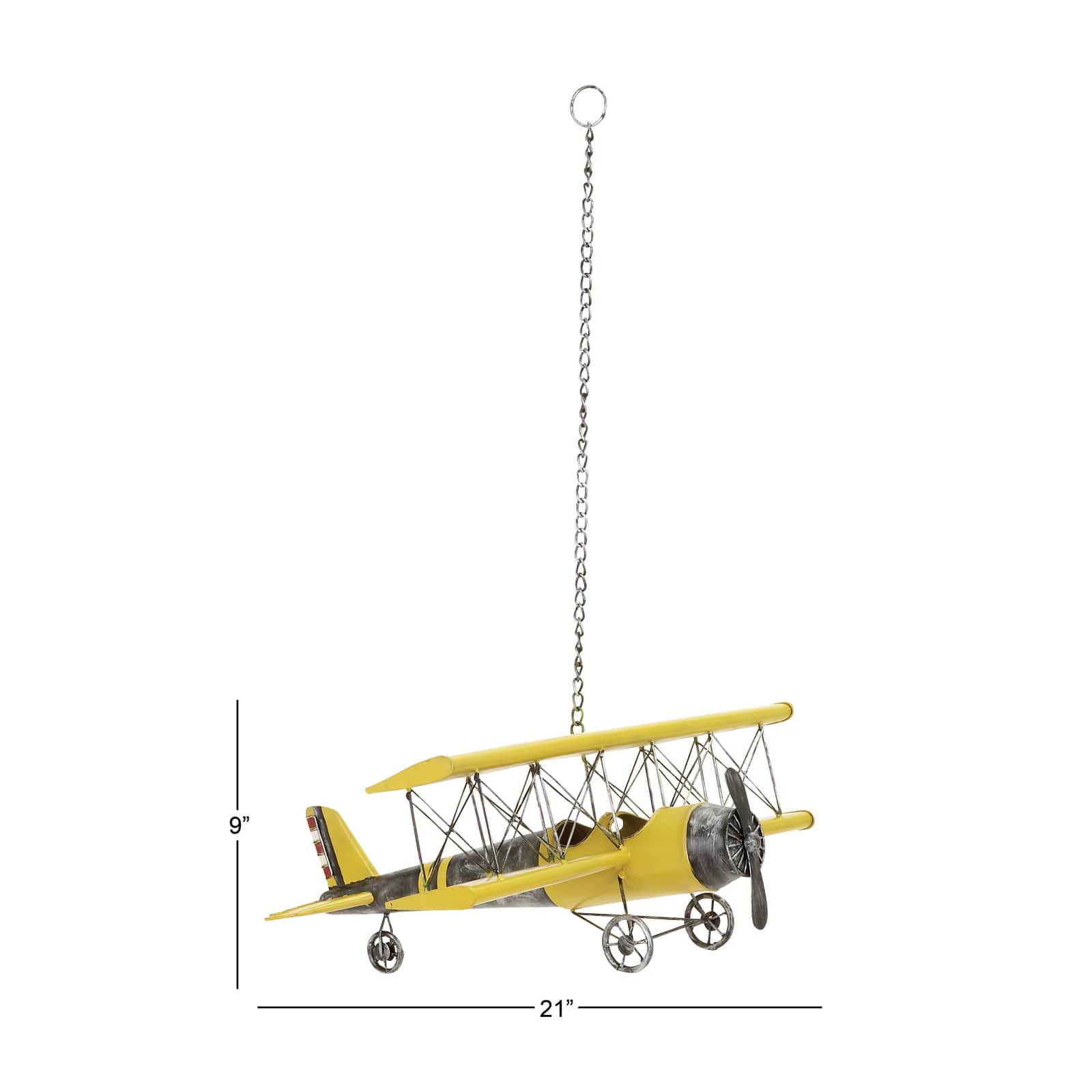 Yellow Retro Airplane Hanging Airplane Accent