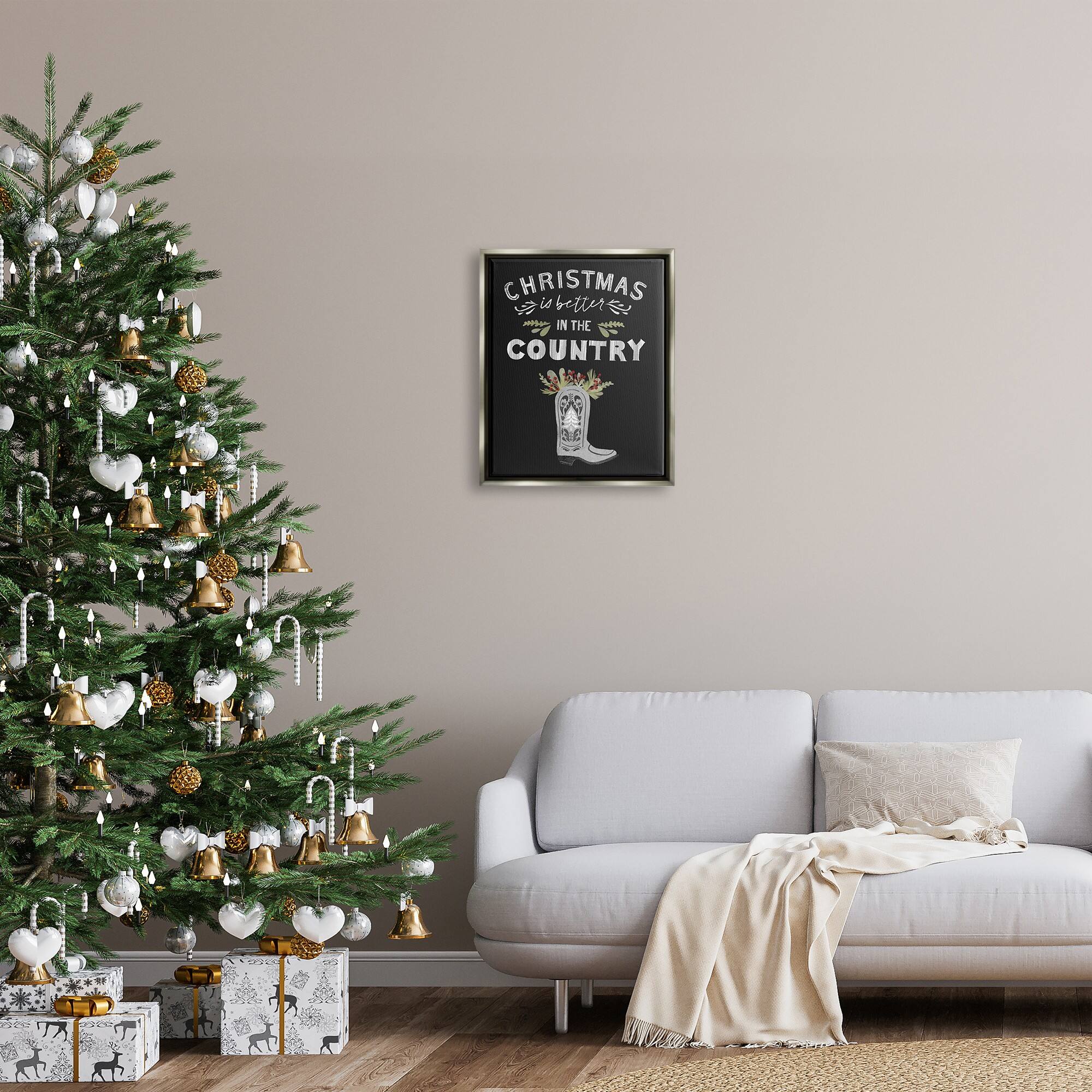 Stupell Industries Christmas Better In Country Phrase Framed Floater Canvas Wall Art