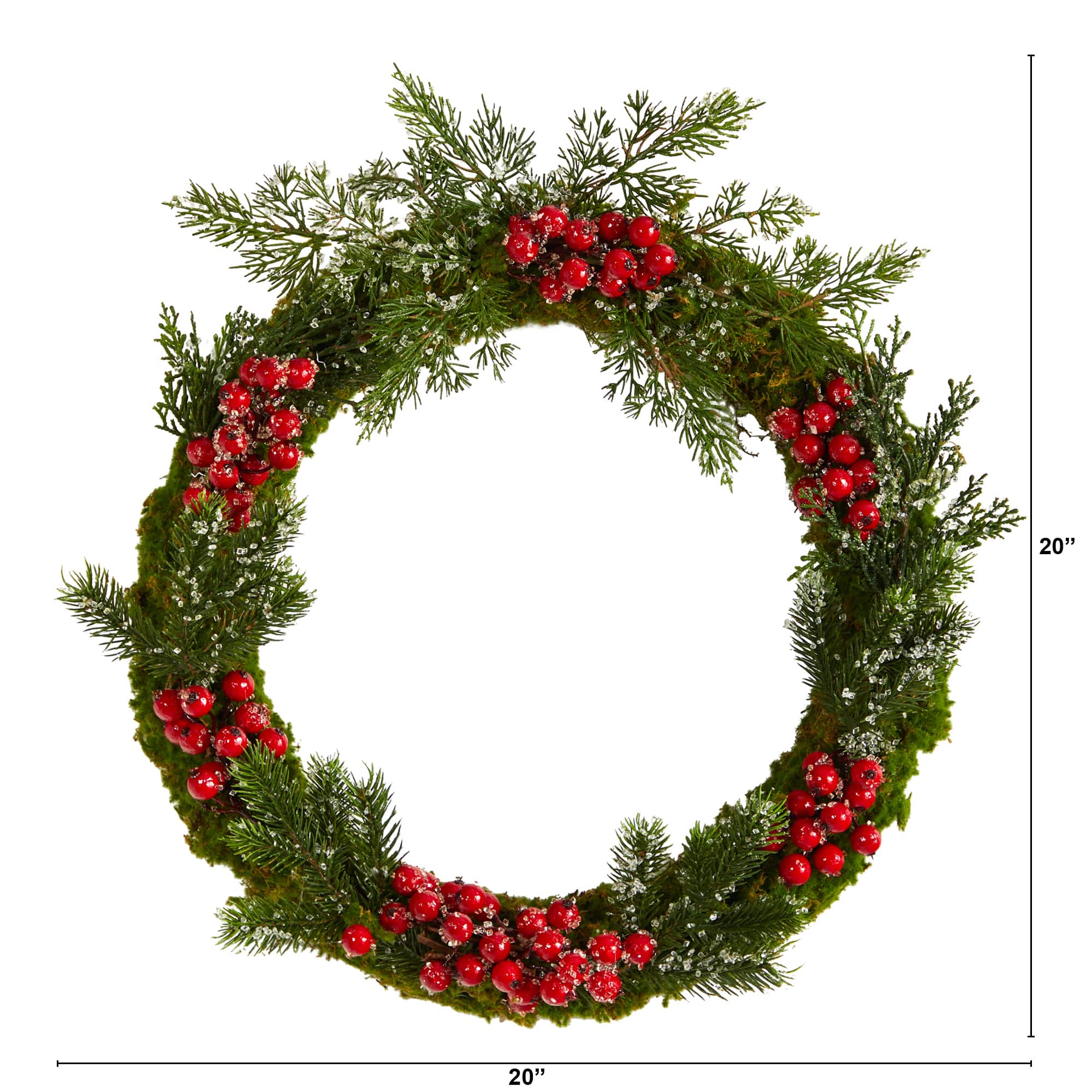 20" Iced Pine & Berries Christmas Wreath