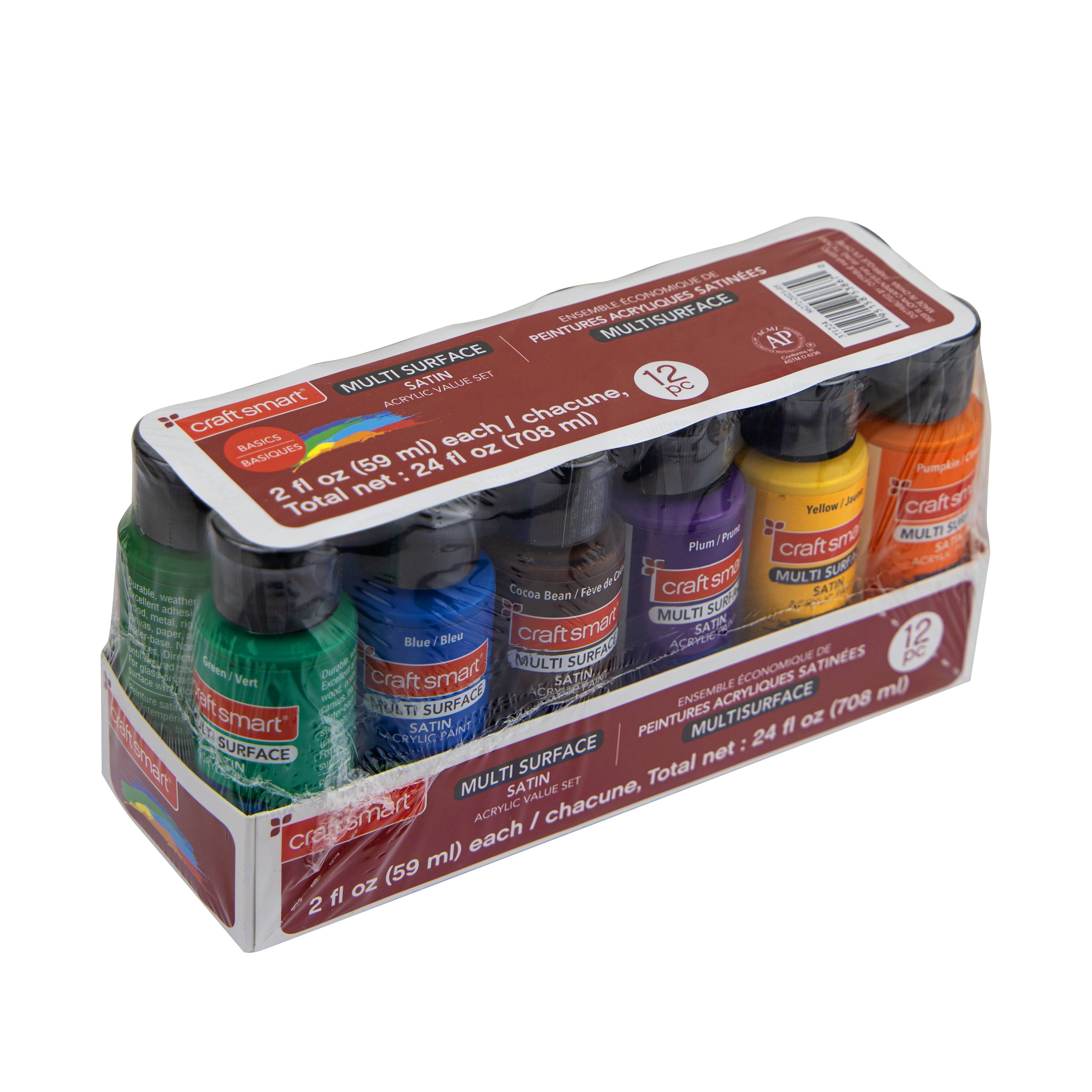 6 Packs: 12 ct. (72 total) Basic Colors Premium Satin Acrylic Set by Craft Smart®