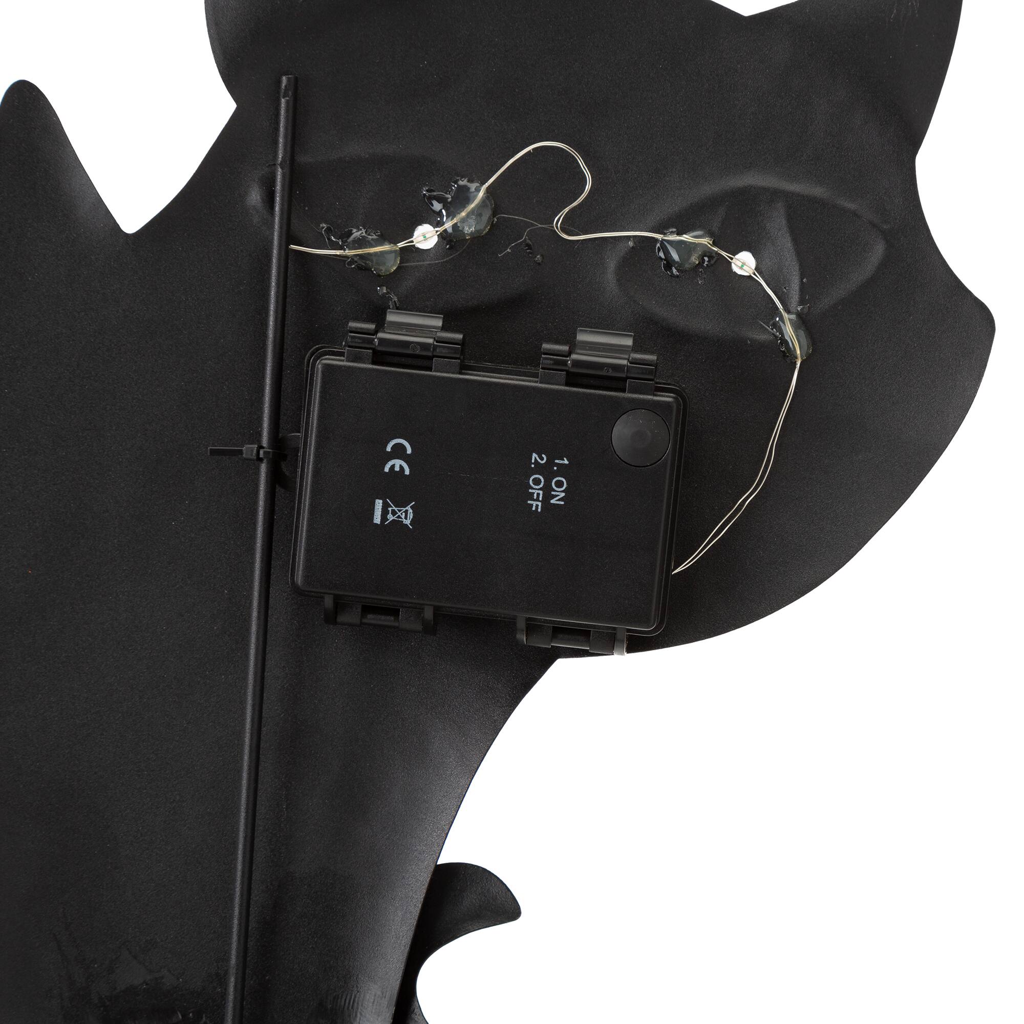 Glitzhome® 32" Lighted Metal Halloween Black Cat Yard Stake