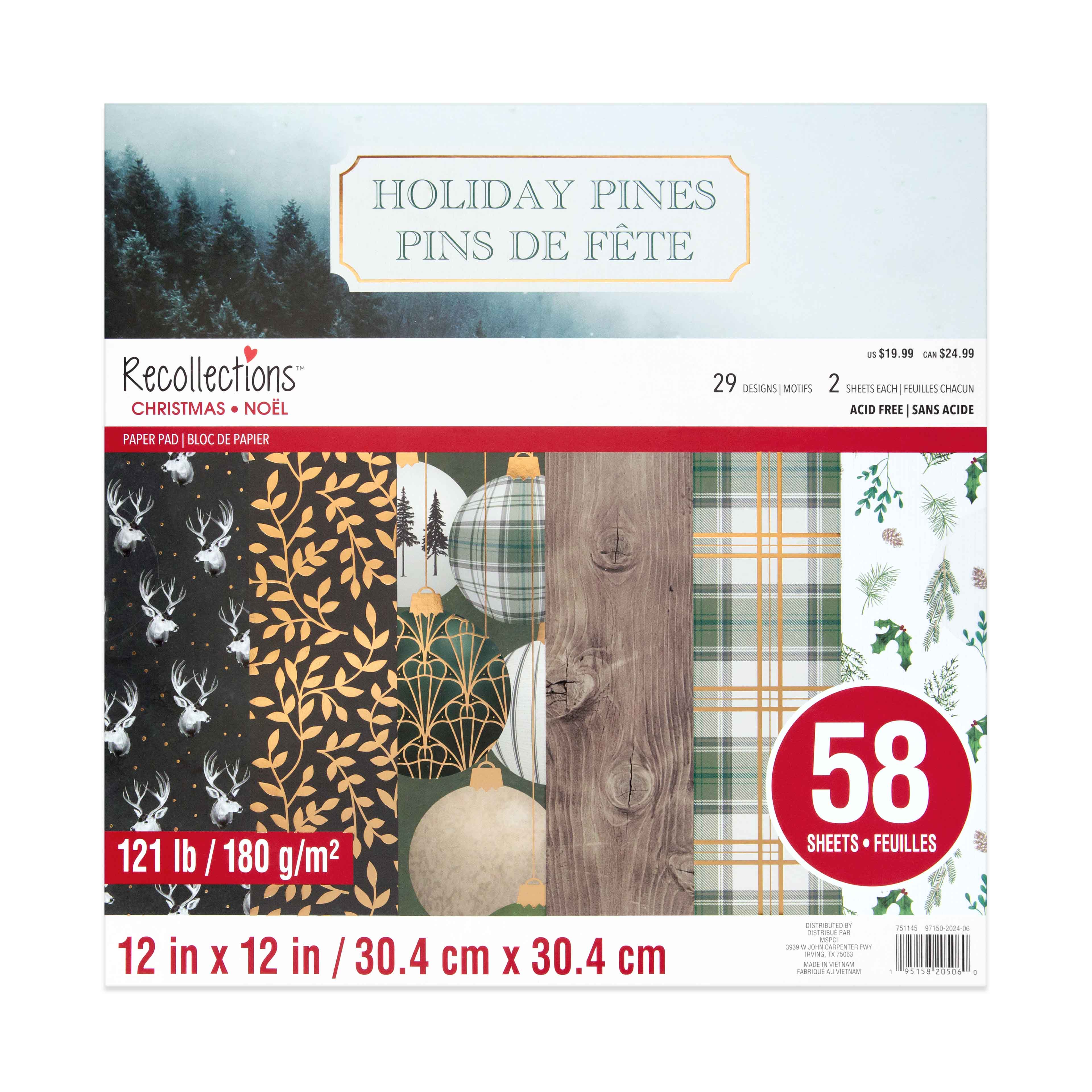 12&#x22; x 12&#x22; Holiday Pines Paper Pad by Recollections&#x2122;