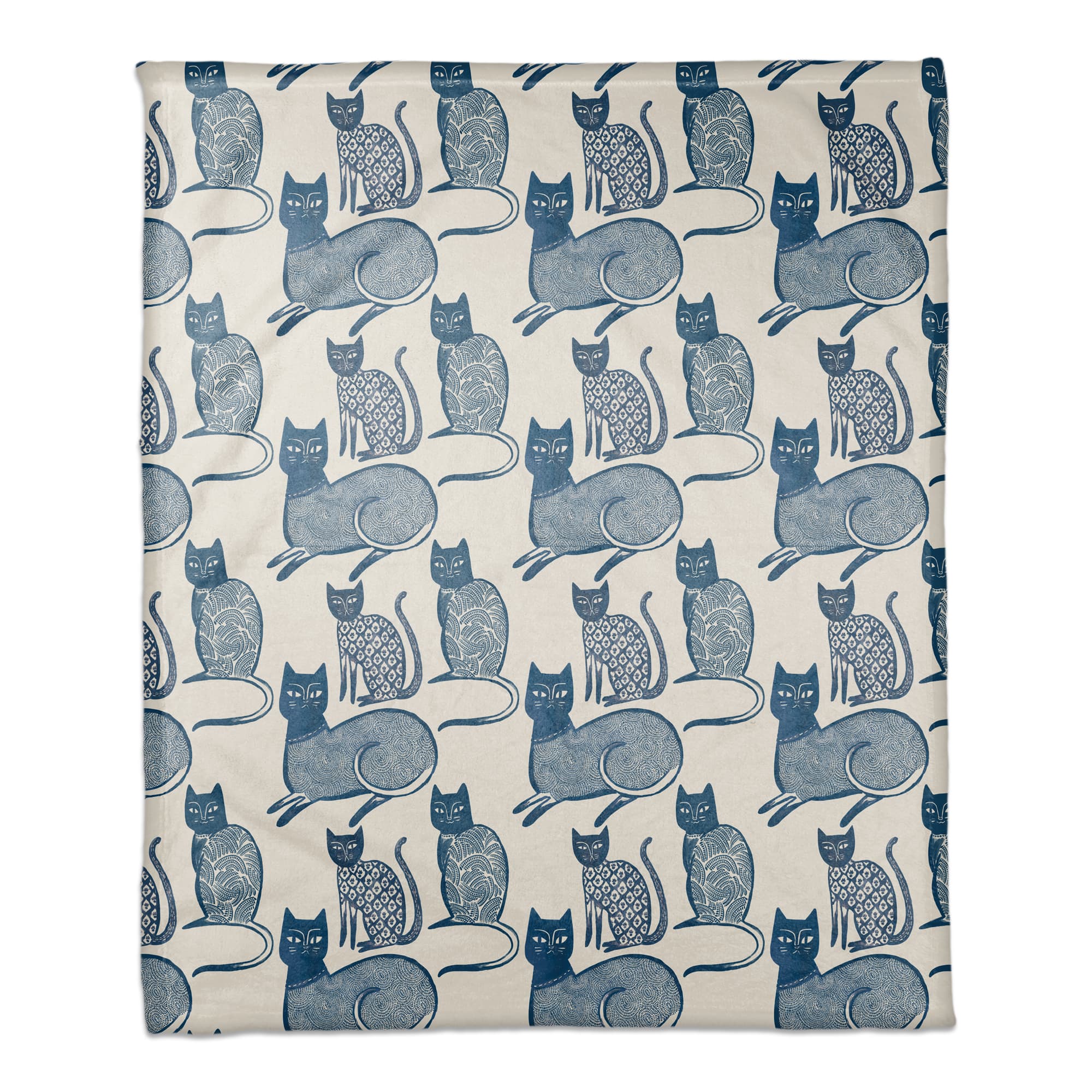 Blue Cat Pattern 50&#x22; x 60&#x22; Coral Fleece Blanket
