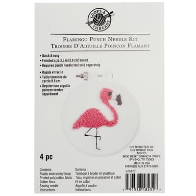 Punch Needle Kit Punch Needle Tool with Stamped Fabric, Hoops, Yarns and  Punch Needle, Needle Punch Kit for Adults Beginner Flamingo