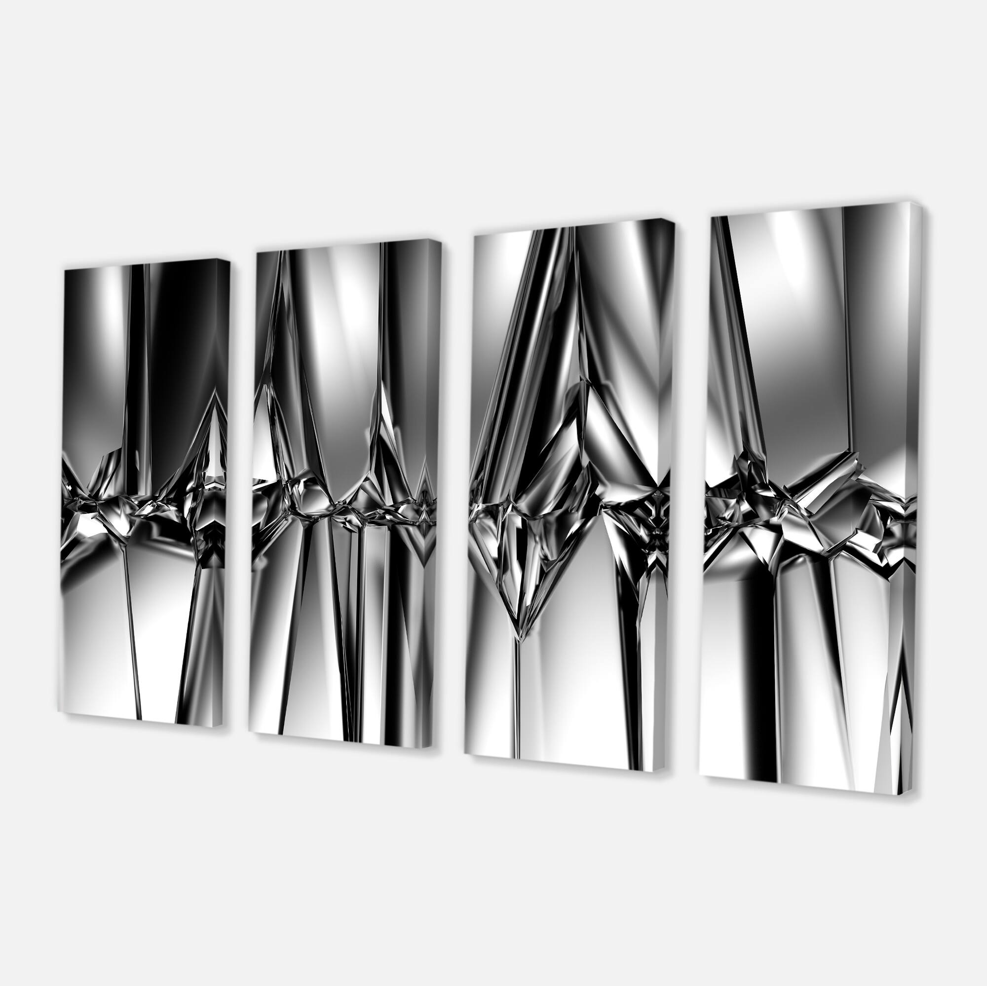 Designart - Black White Crystal Background - Abstract Canvas Art Print