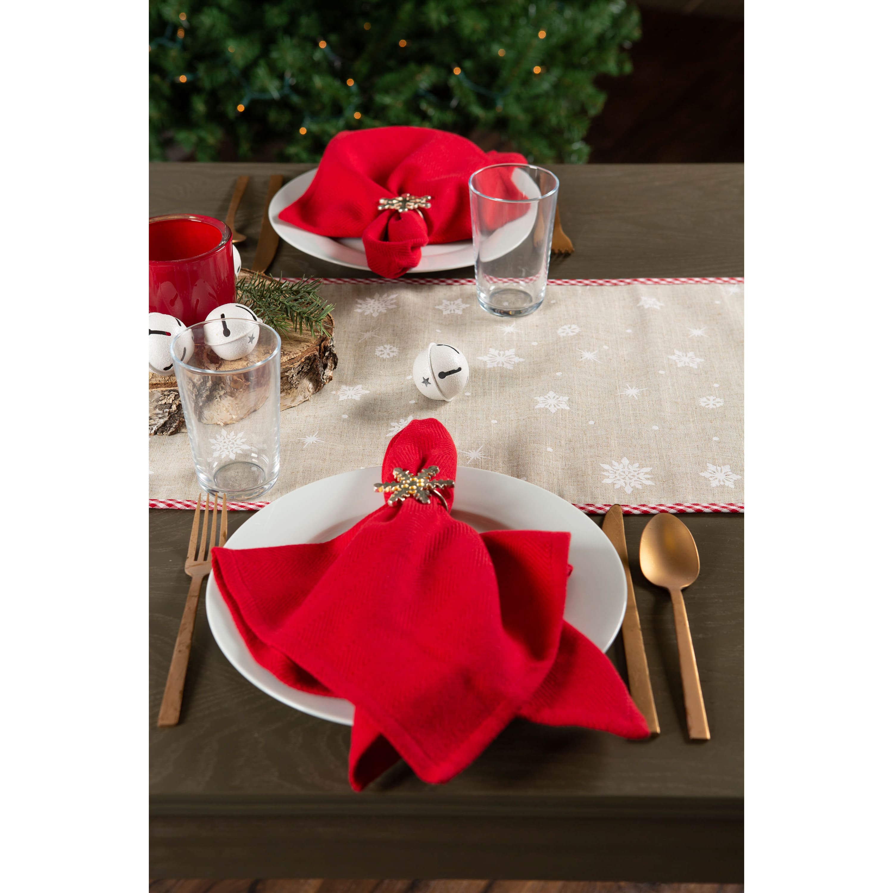 DII® 70" Red Reindeer Embroidered Table Runner