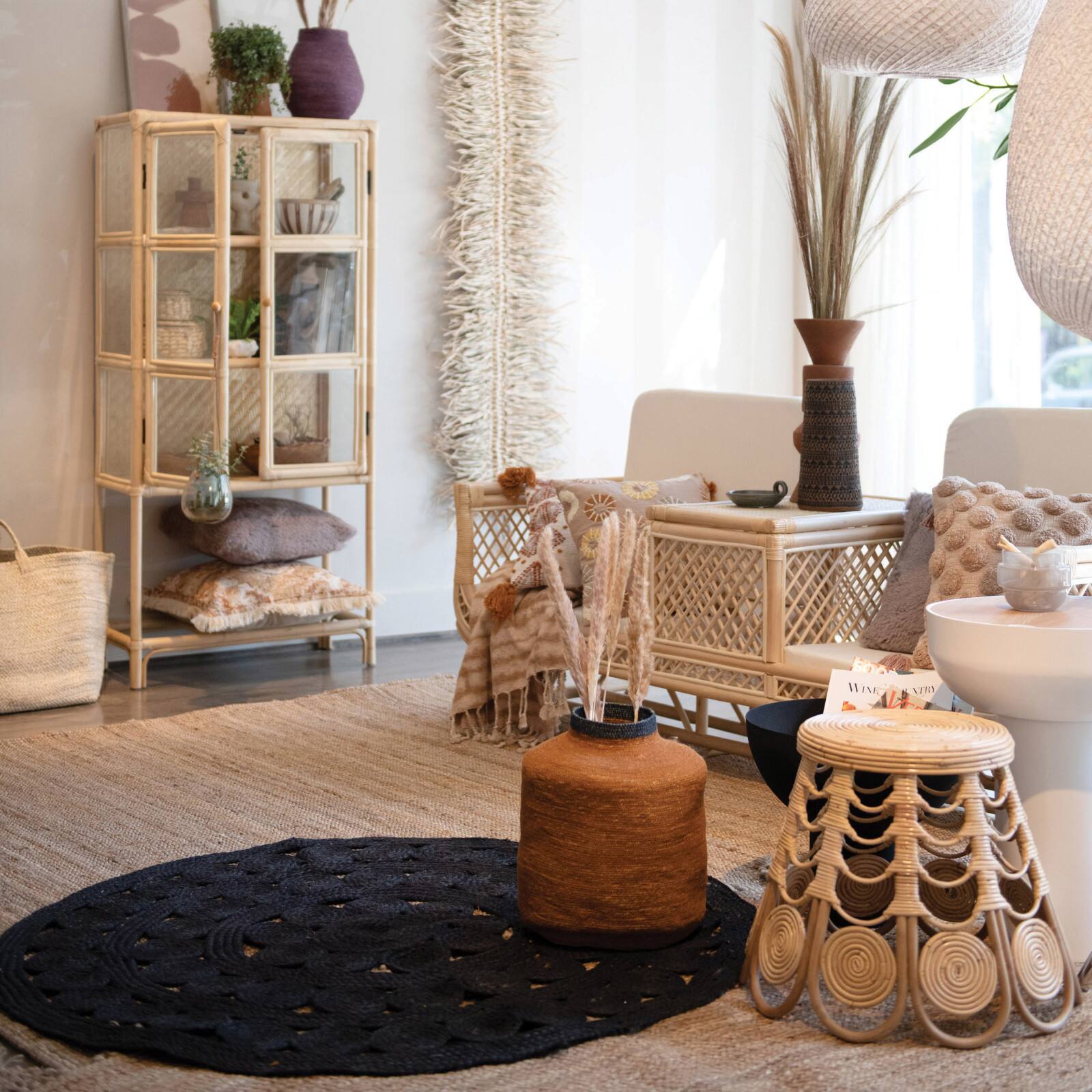 Hello Honey® 15" Orange & Navy Hand-Woven Seagrass Basket