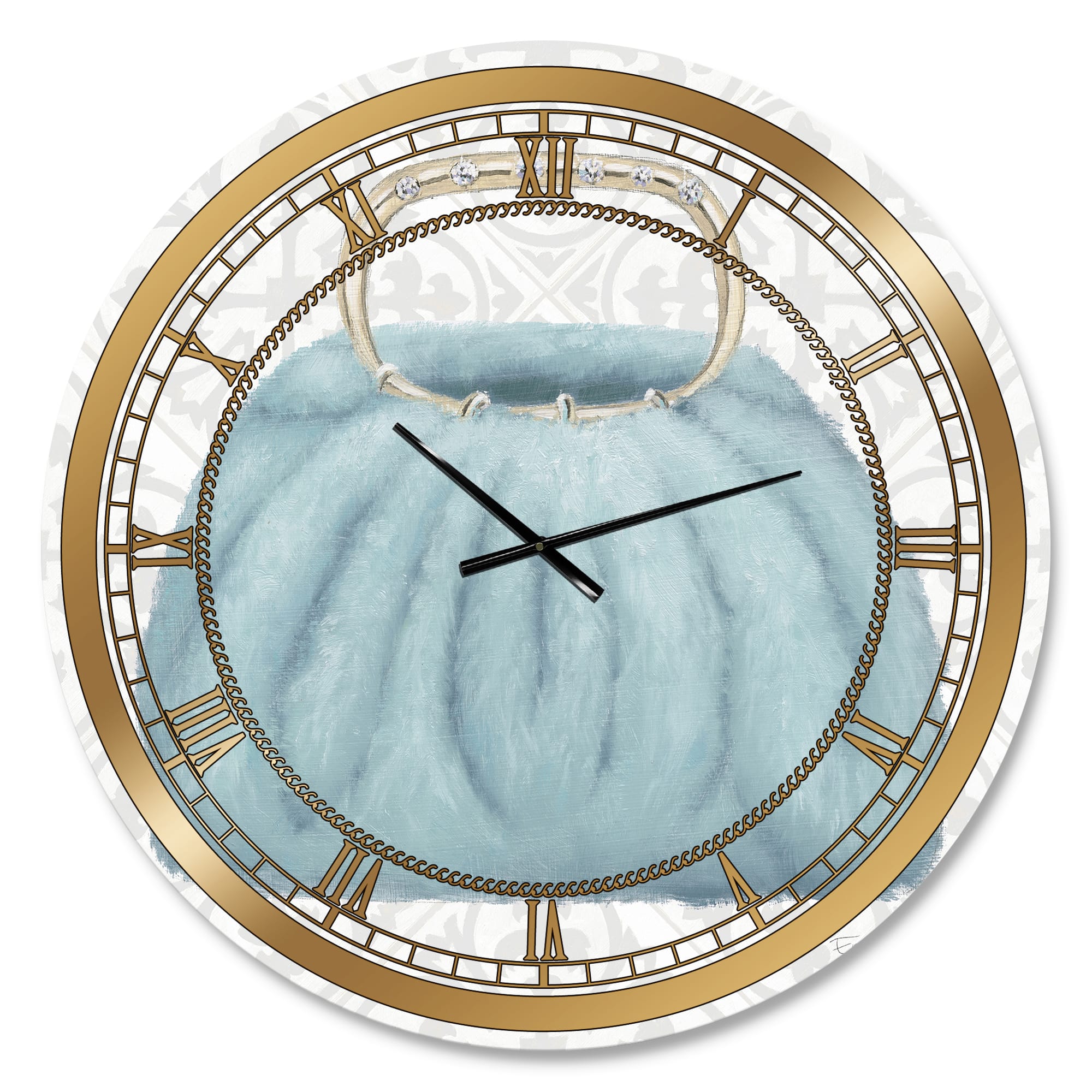 Designart 'Glam Cosmetics Blue Bag Glam Wall Clock