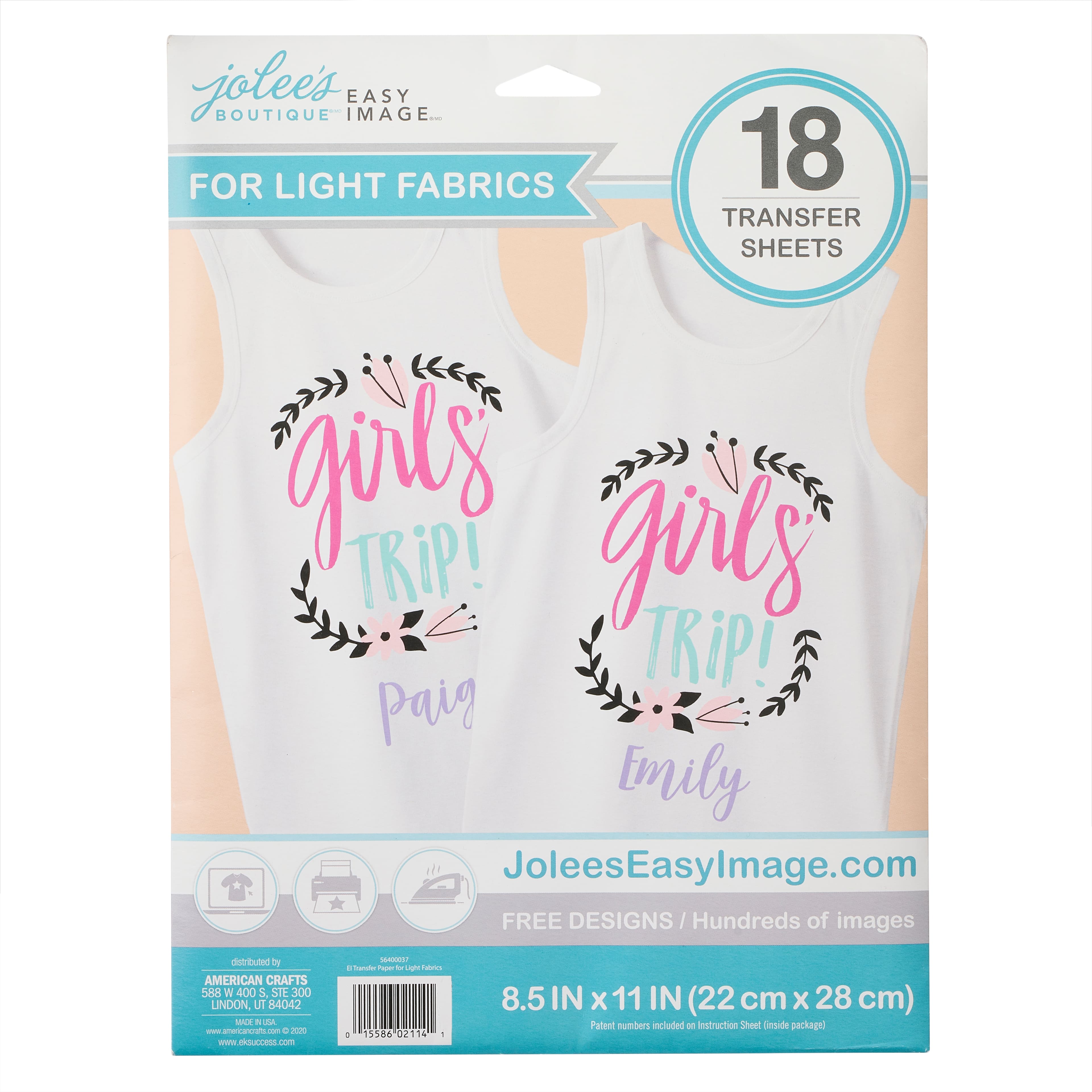 Jolee&#x27;s Boutique&#xAE; Easy Image&#xAE; Light Fabric Transfer Sheets, 18ct.