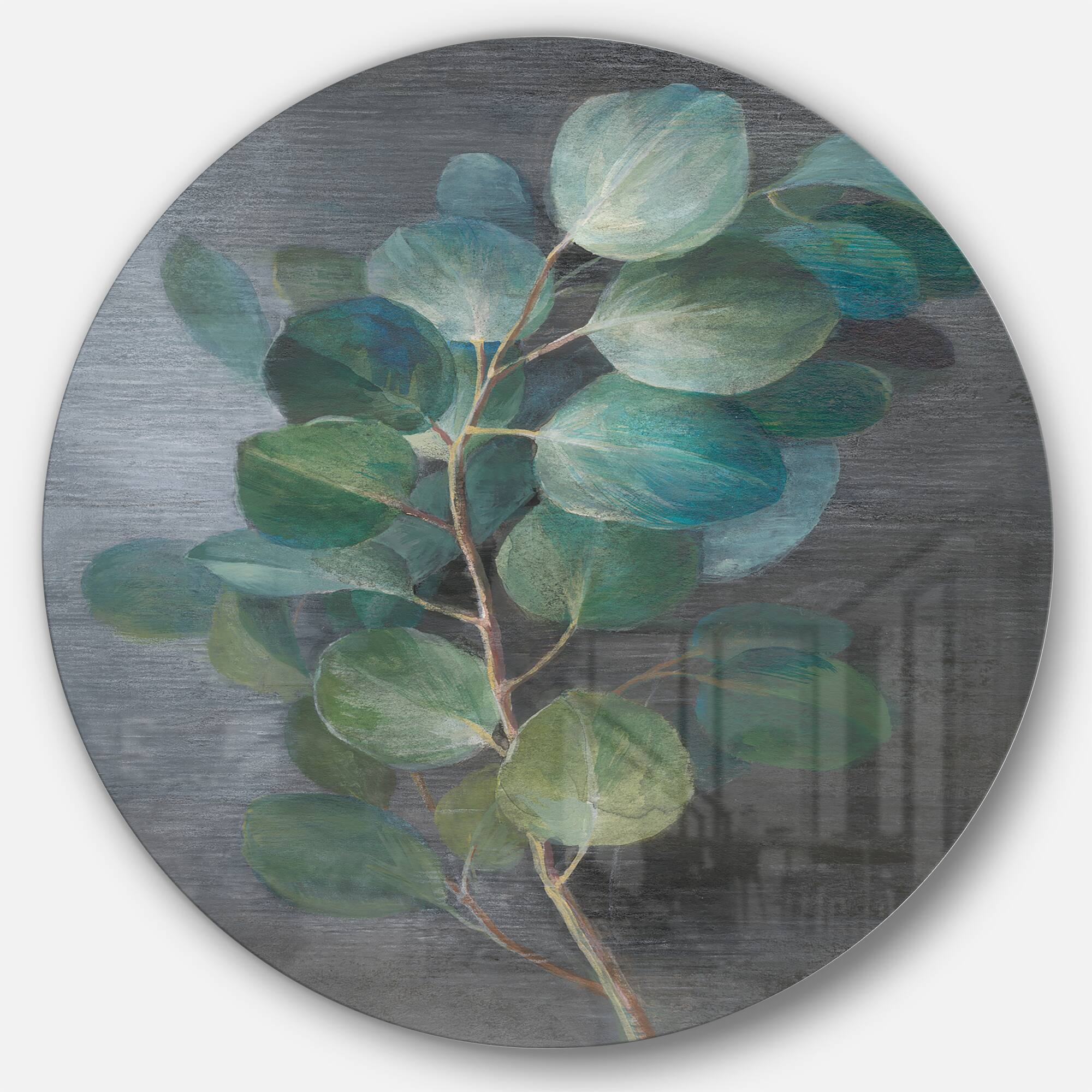 Designart - Fresh leaves I - Farmhouse Metal Circle Wall Art