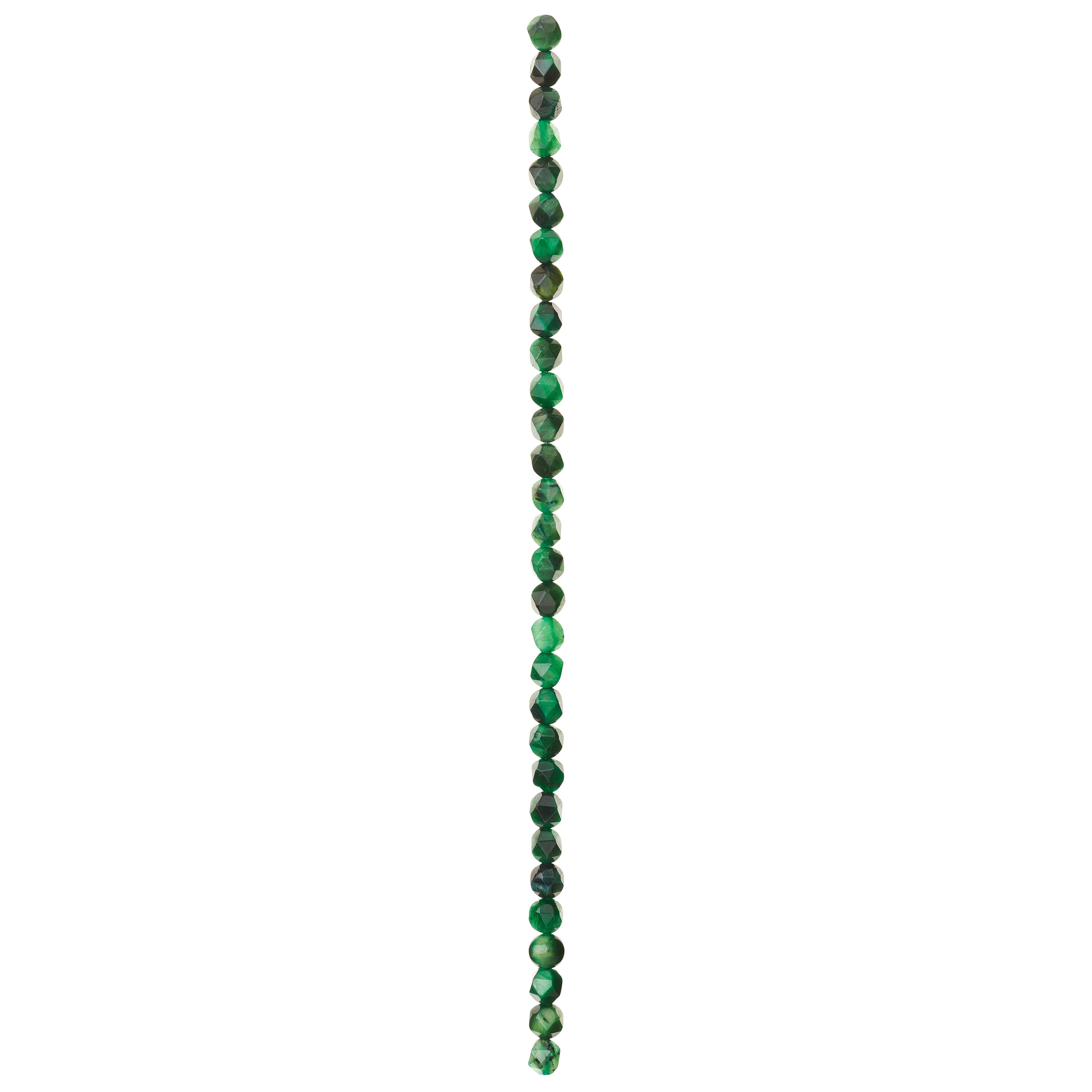 12 Pack: Green Dyed Faceted Tiger&#x27;s Eye Beads, 6mm by Bead Landing&#x2122;