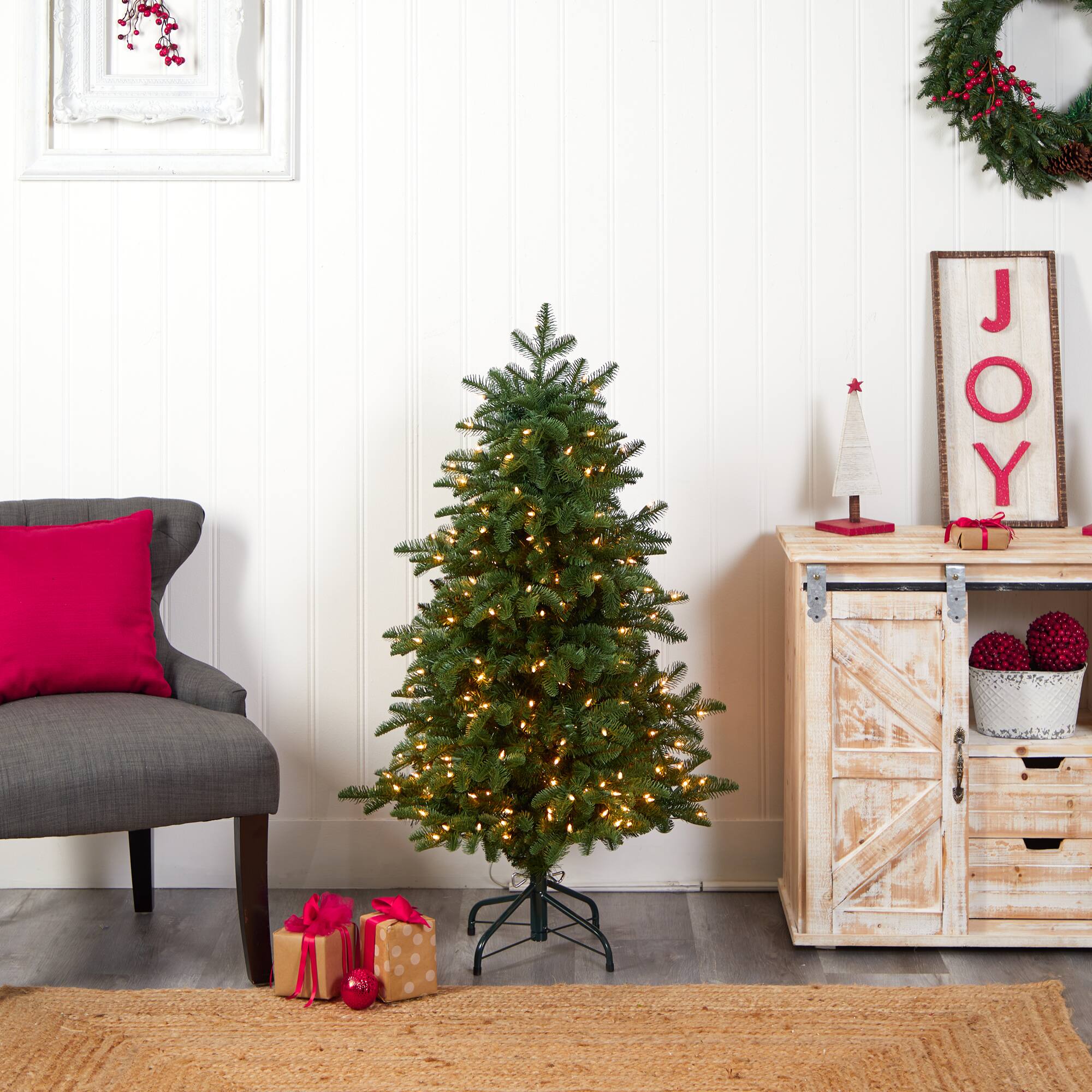 4ft. Pre-Lit South Carolina Fir Artificial Christmas Tree, Clear Lights