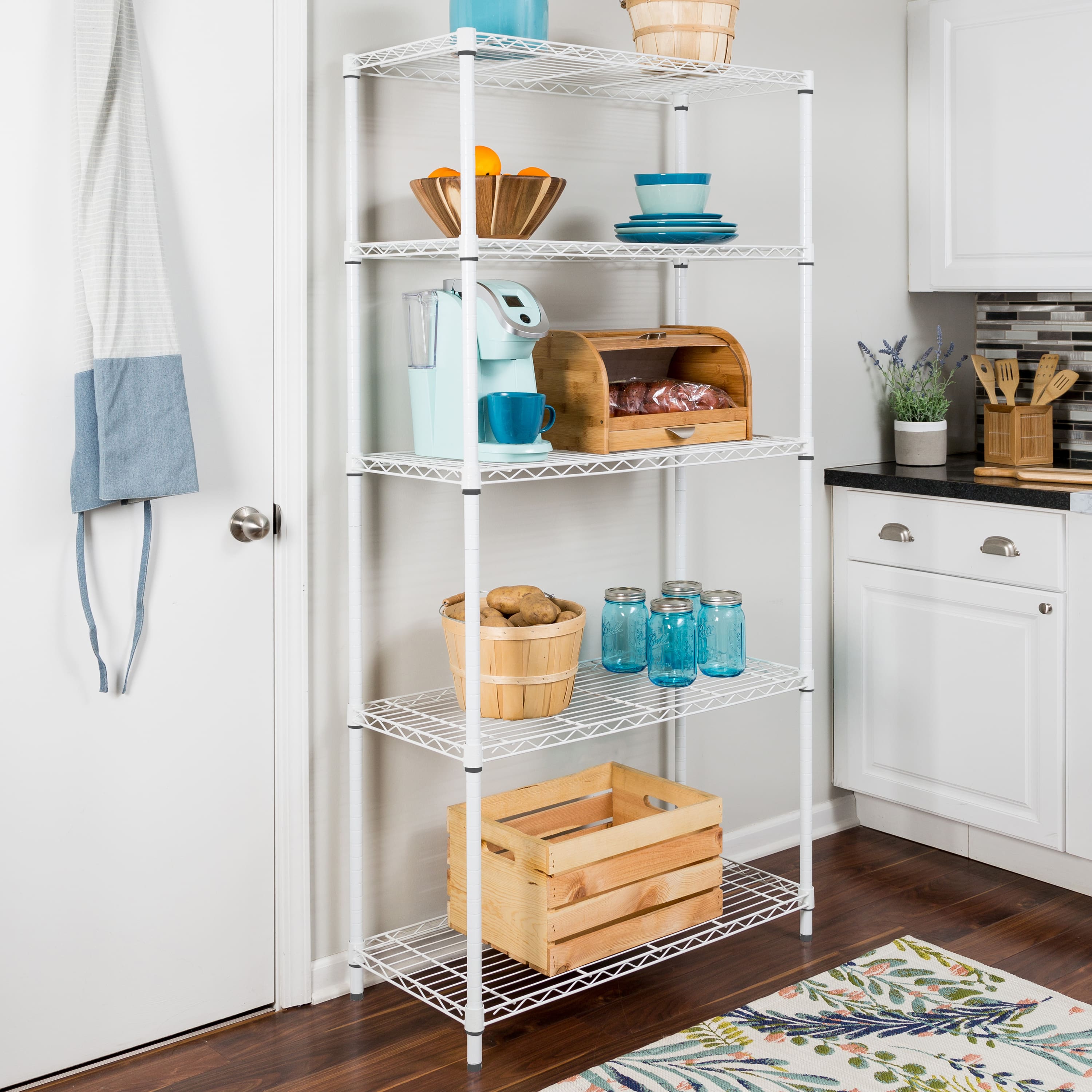 Honey Can Do White 5-Tier Heavy-Duty Adjustable Shelving Unit