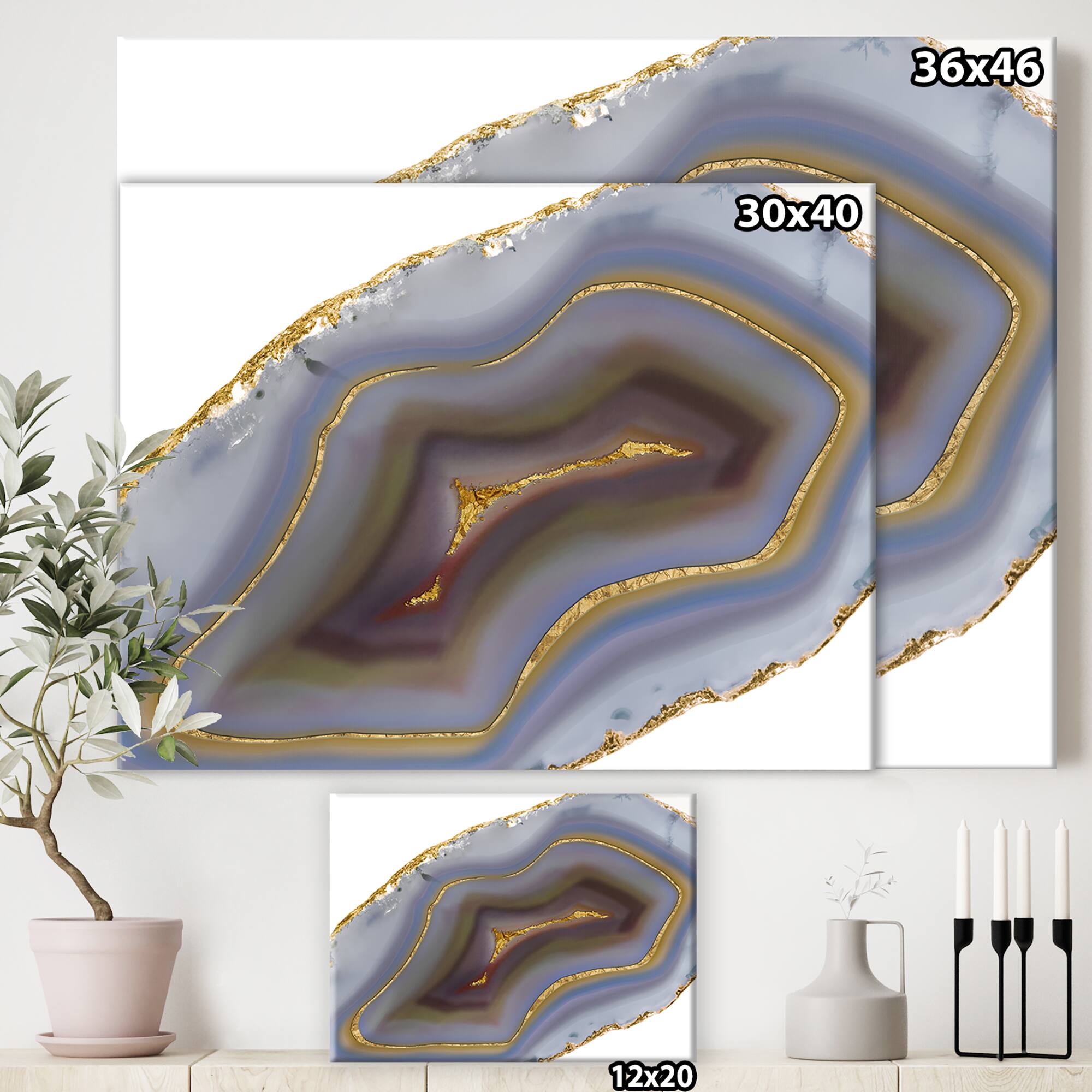 Designart - Golden Core Agate - Fashion Canvas Art Print
