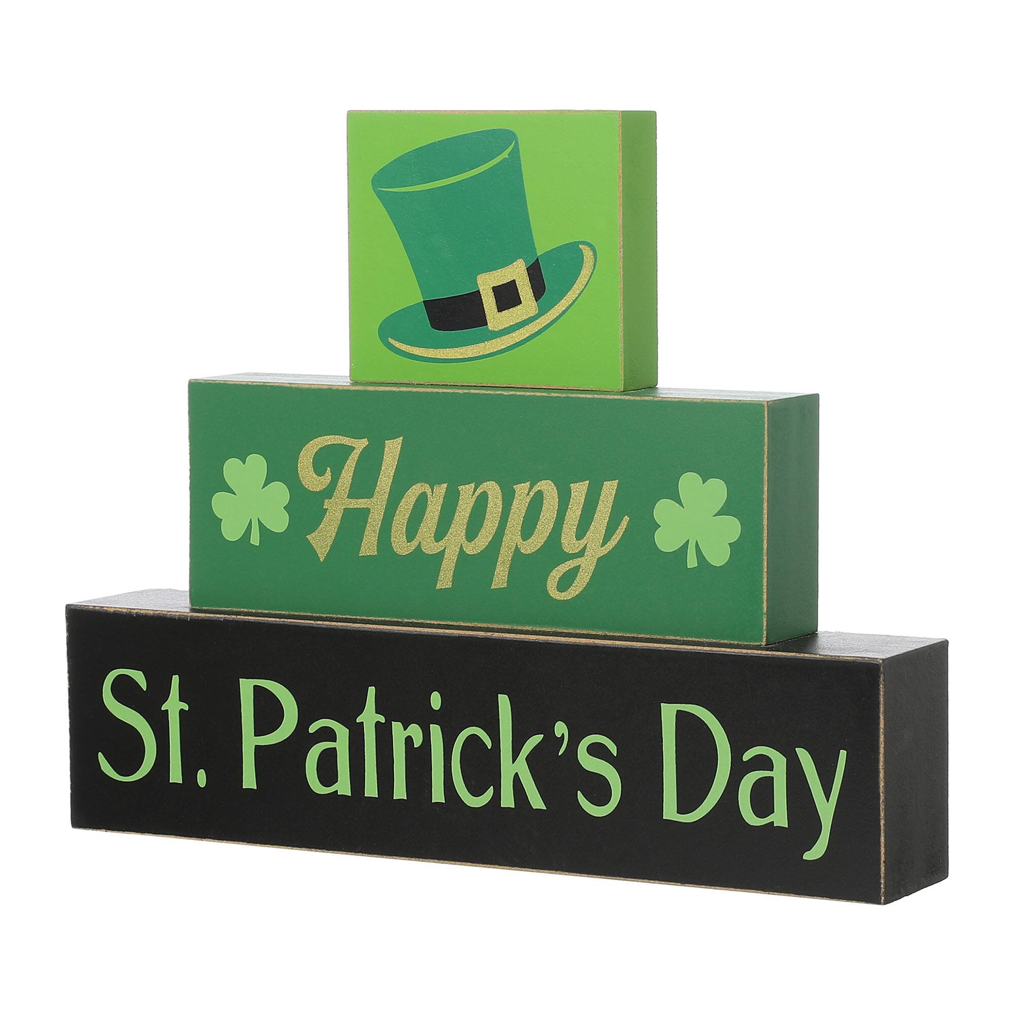 Glitzhome® 9.5" St. Patrick's Wooden Block Table Sign