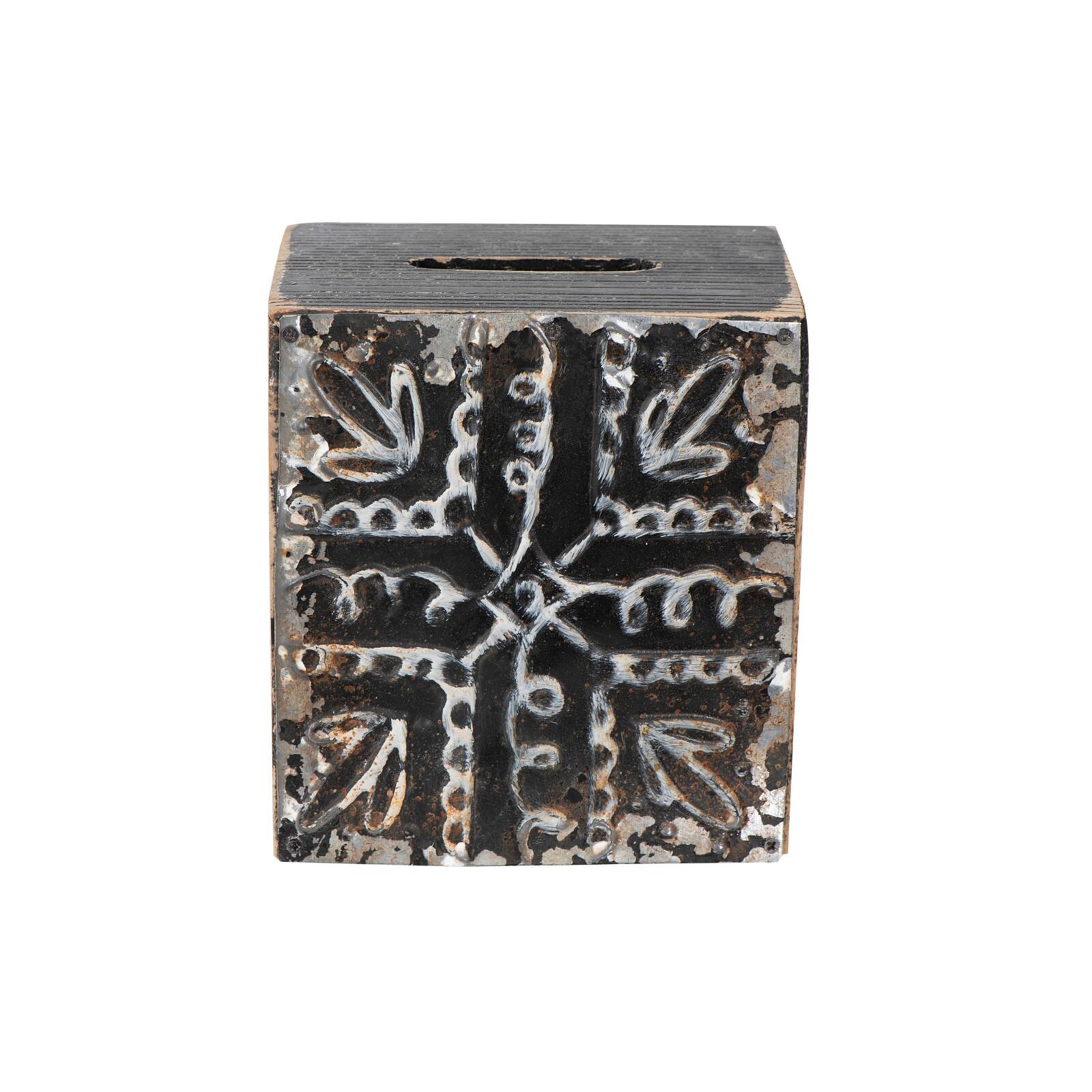 Hello Honey® 6.5" Black & White Bless You Wood Tissue Box