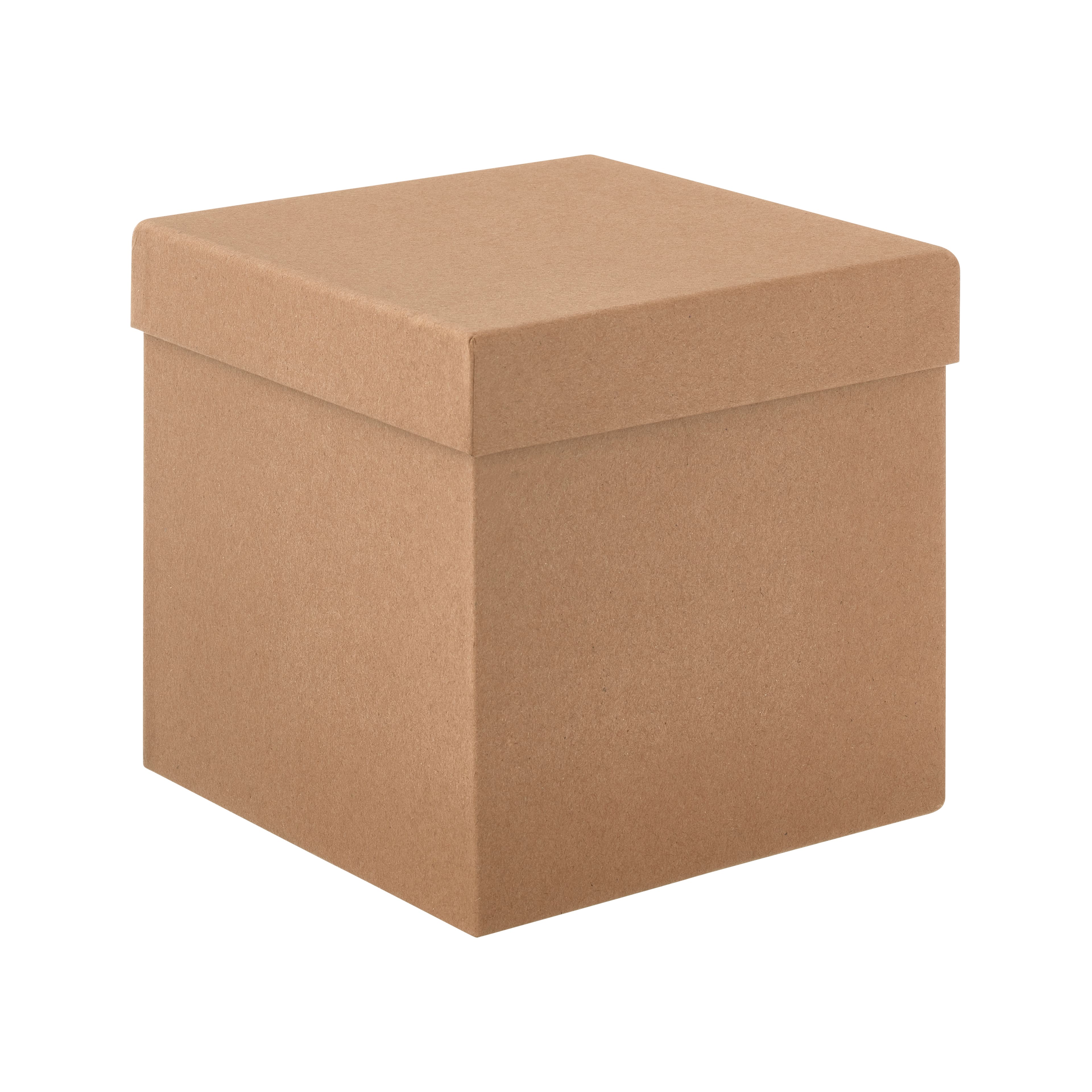 6 Pack, Brown Kraft Jewelry Gift Boxes, 4x4x1 inch, Fiber Fill for Party, Holiday & Events, Made in USA