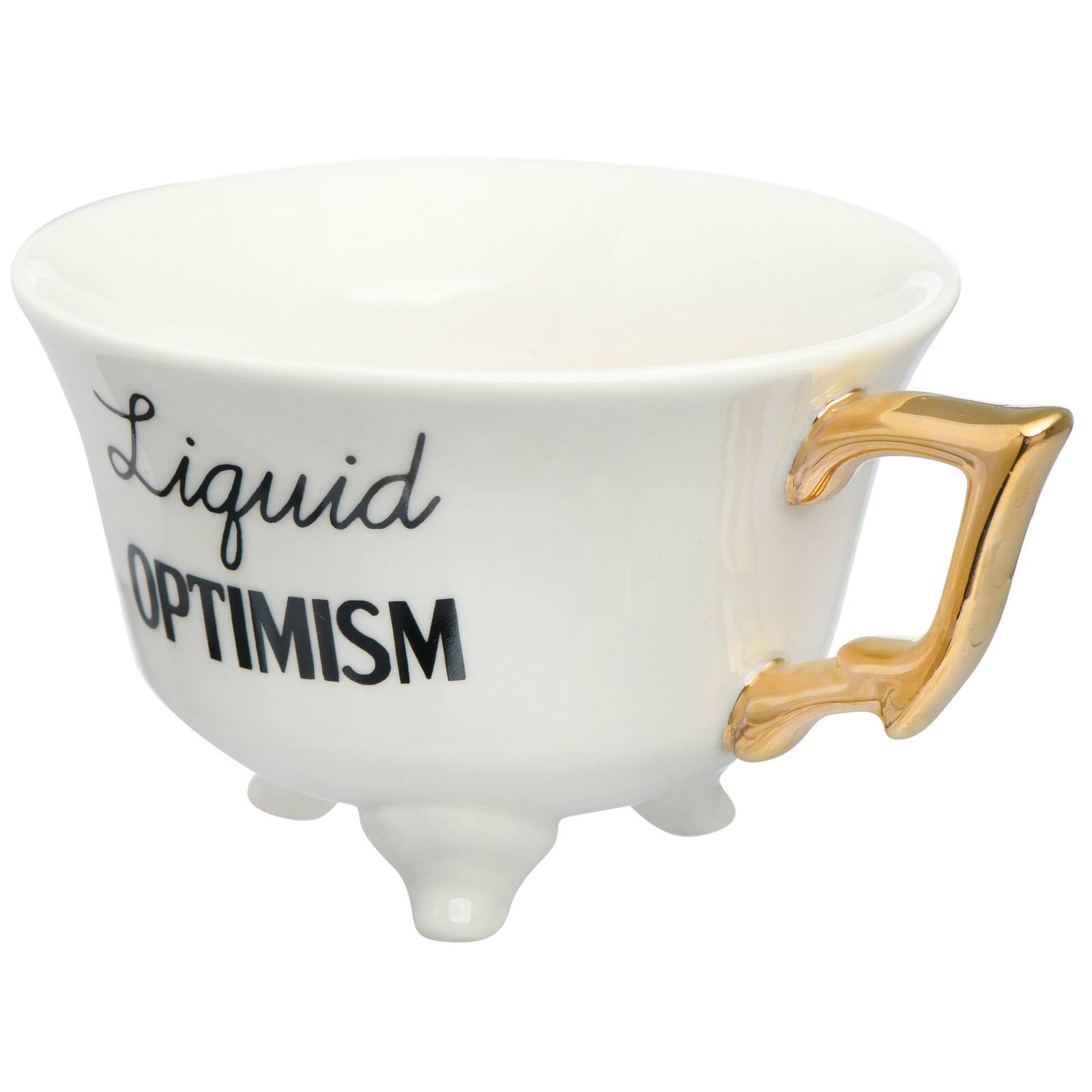 Hello Honey&#xAE; Assorted Stoneware Footed Teacup with Saying and Gold Electroplating Set