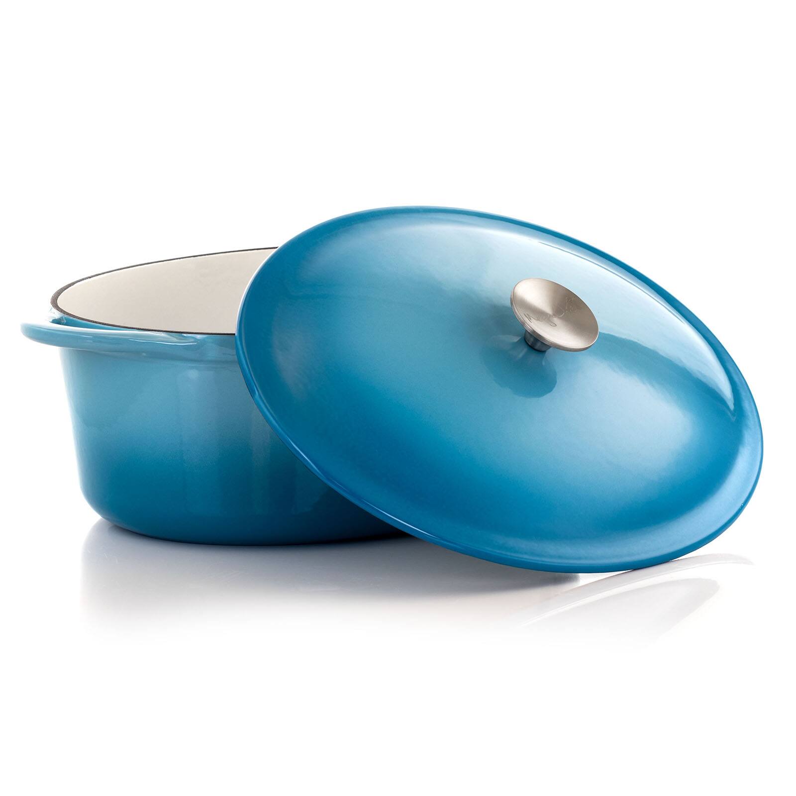 MegaChef Blue Enameled Cast Iron Casserole