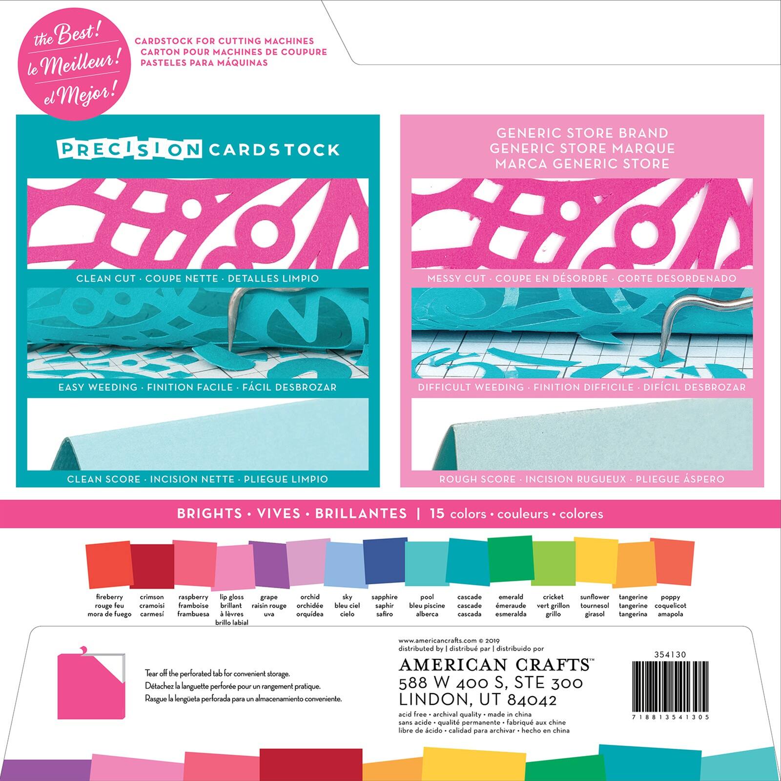 American Crafts™ Precision Bright 12'' x 12'' Textured Cardstock, 60 Sheets