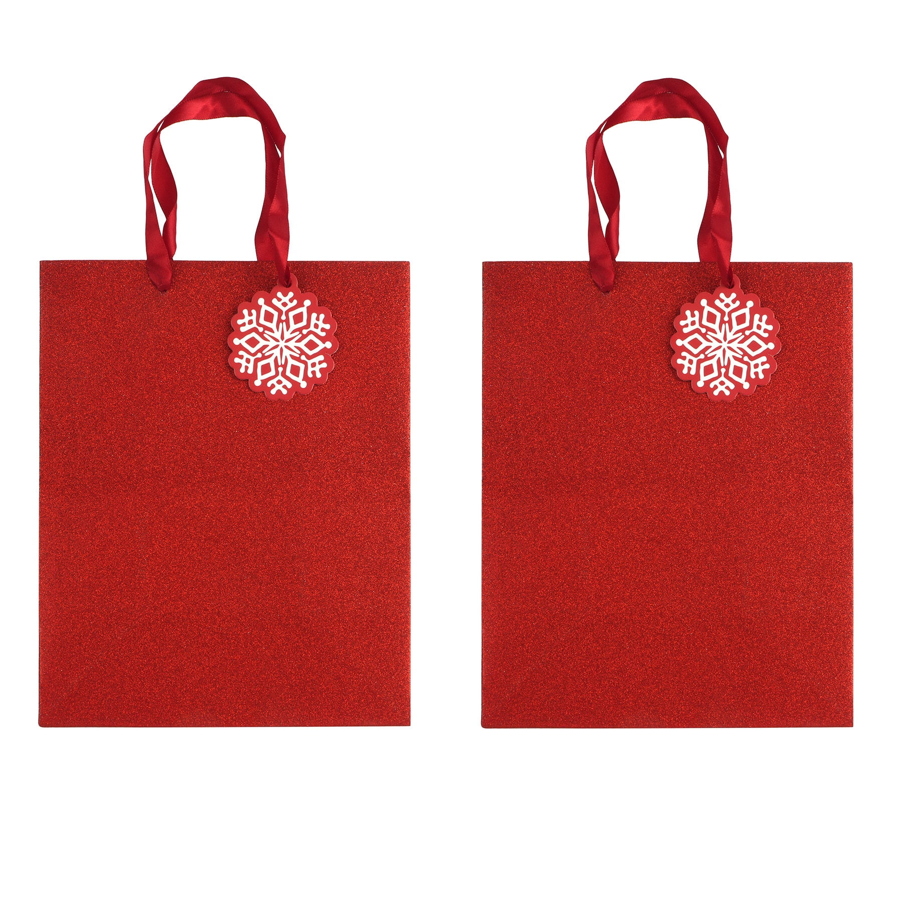 10&#x22; Red Glittery Gift Bags, 2ct. by Celebrate It&#xAE;