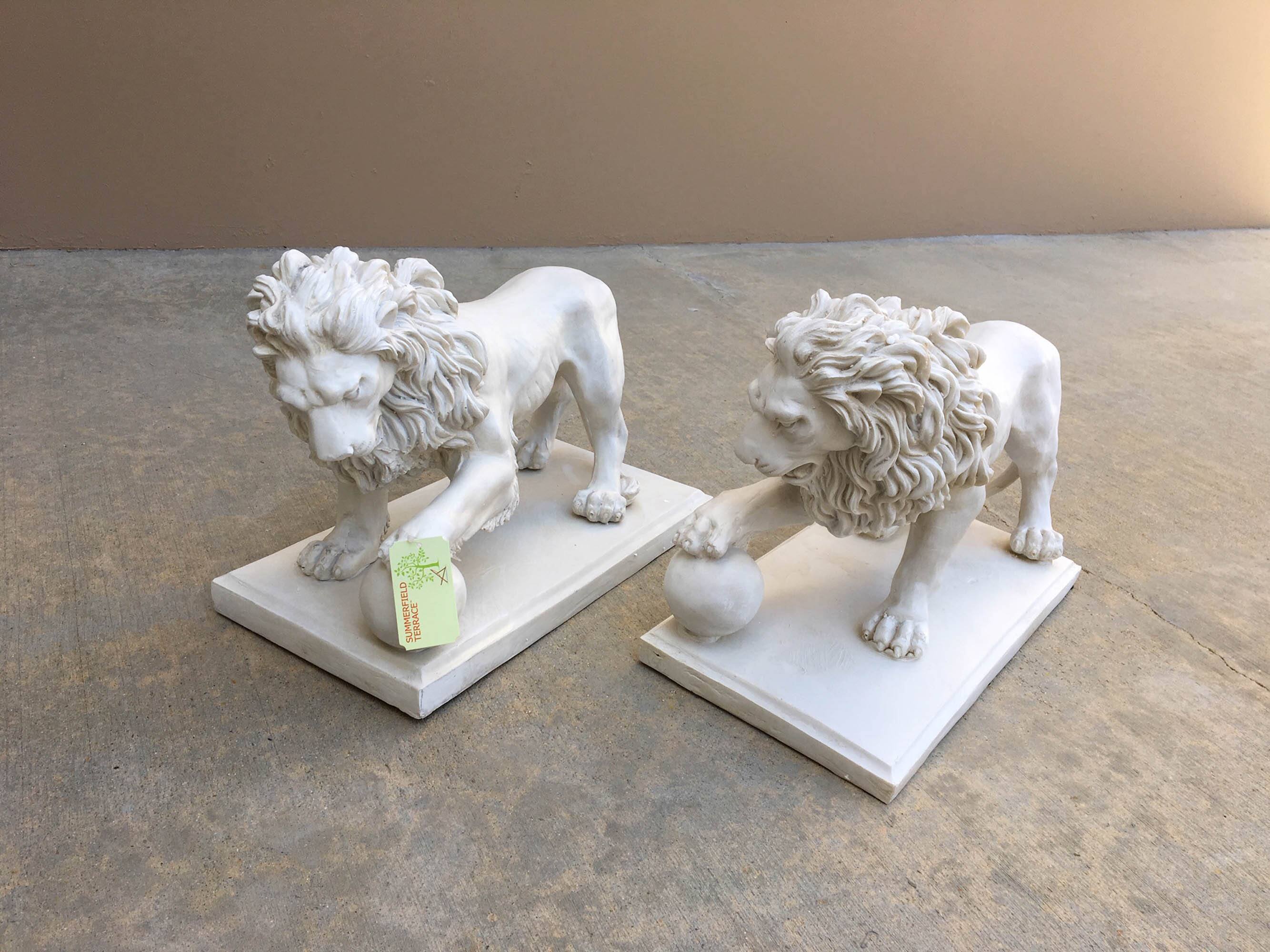 16&#x22; Regal Lion Statue Set