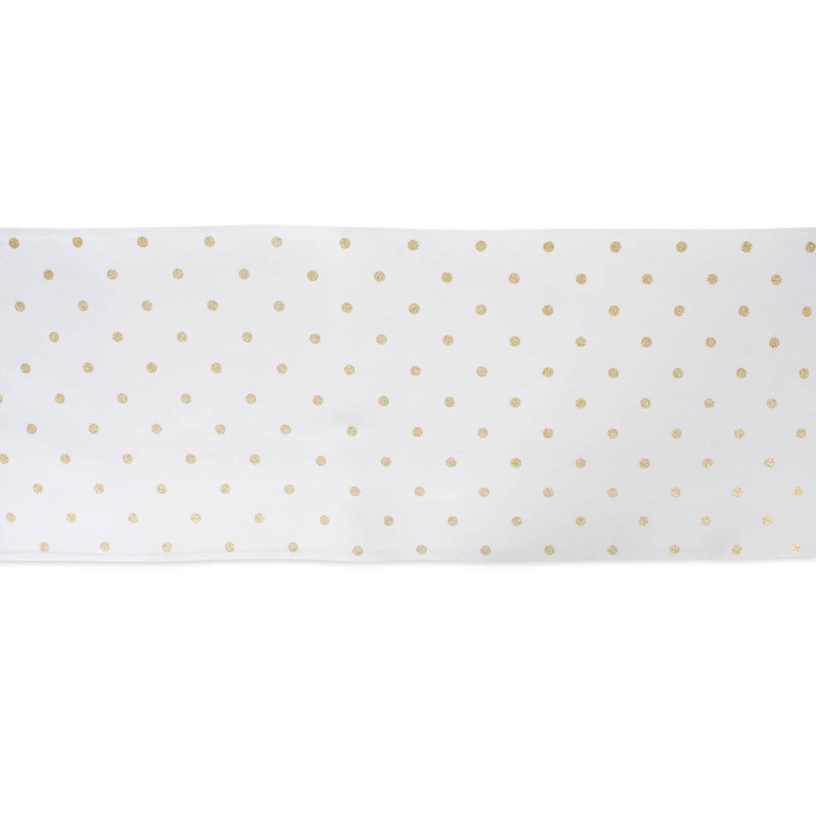 Metallic White/Gold Reversible Polka Dot Table Runner 13" x 90"