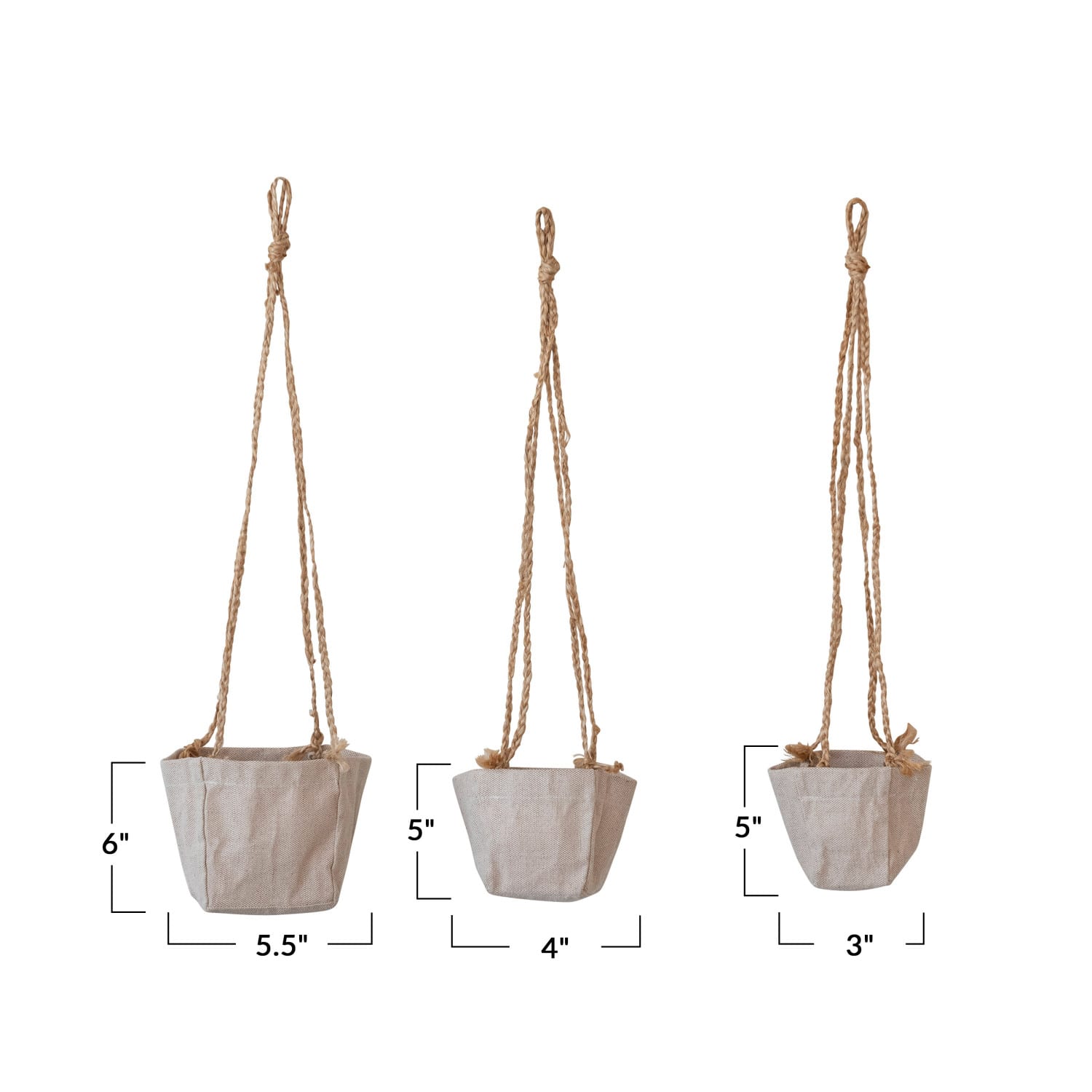 Hello Honey&#xAE; Natural Round Jute &#x26; Cotton Hanging Planter Set