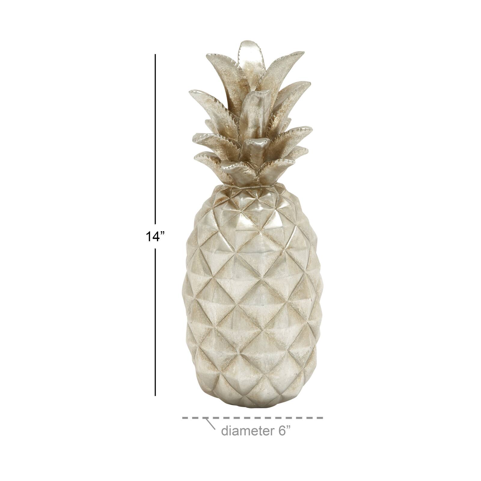 Silver Polystone Traditional Decorative Pineapple, 14&#x22; x 6&#x22; x 6&#x22;