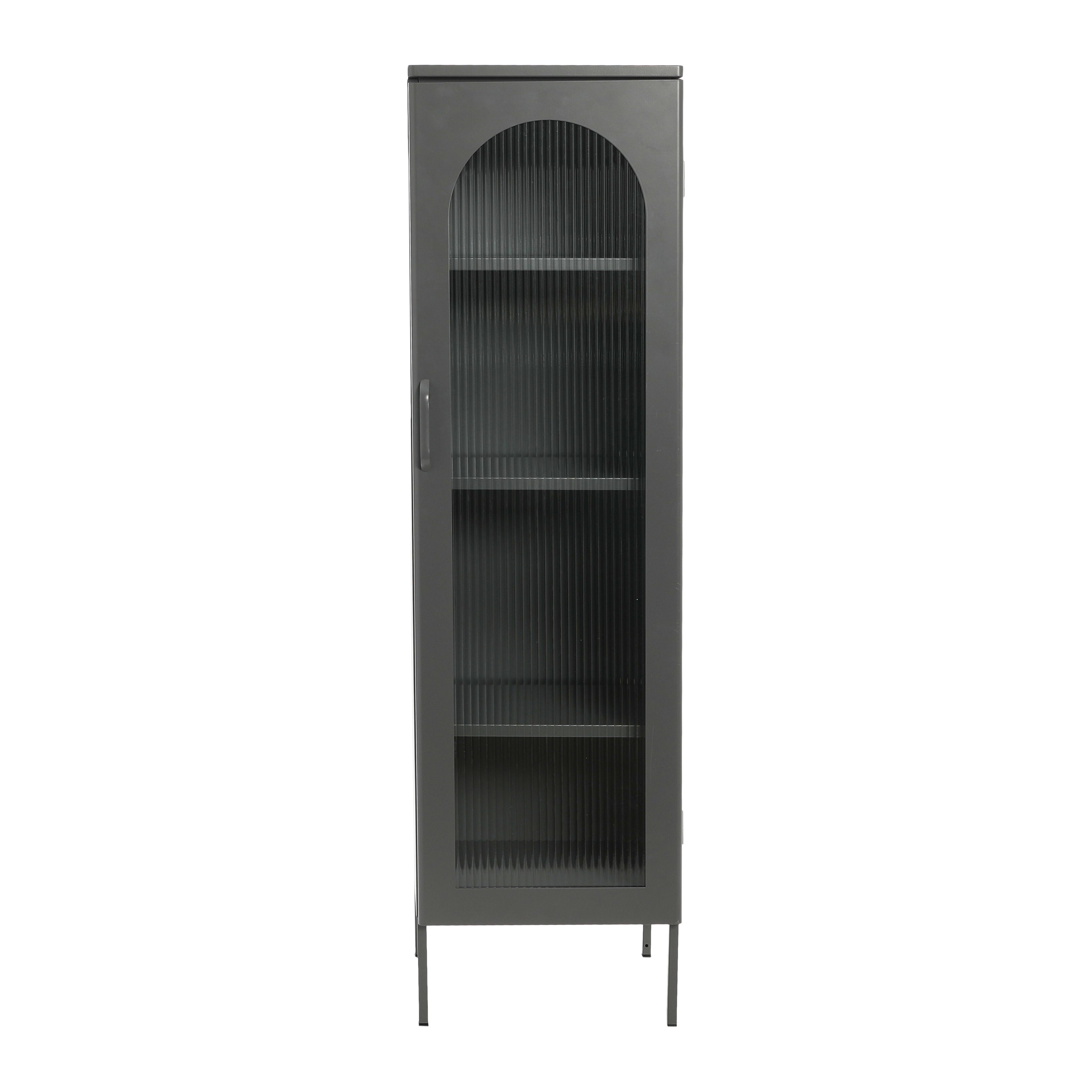 Hello Honey&#xAE; Solstice 5ft. Tall Metal Accent Cabinet with Arched Glass Door