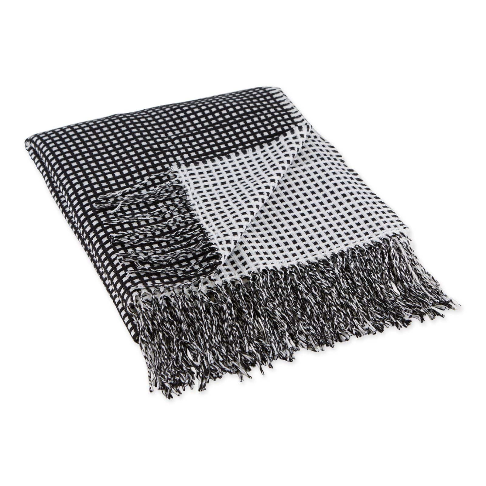 DII® Black & White Waffle Knit Throw