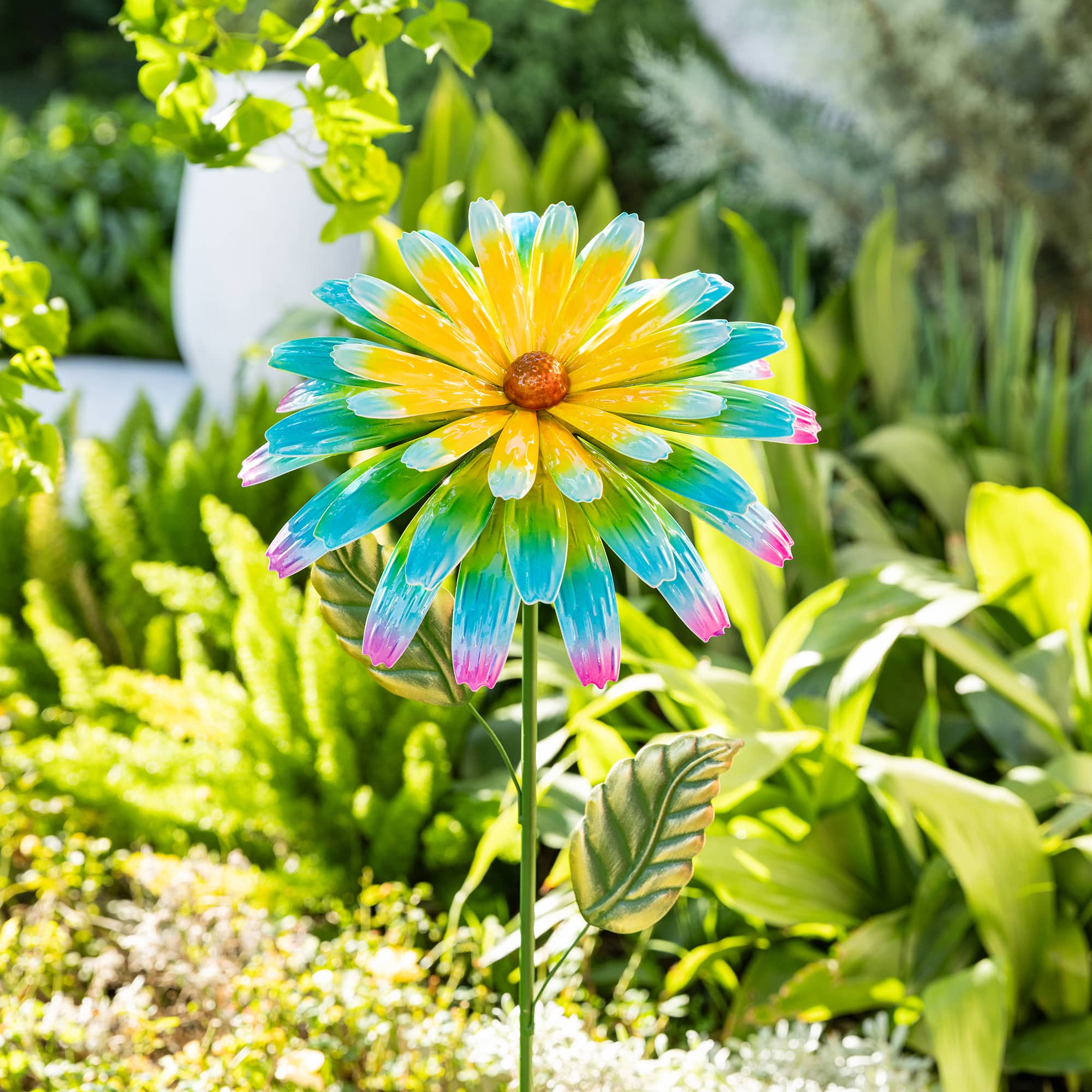 Glitzhome® 41" Multi Garden Painted Metal Flower Garden Yard Stake