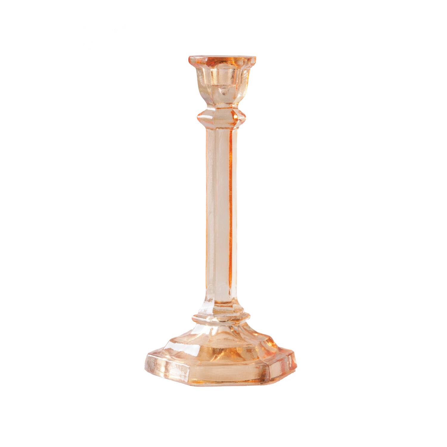 Hello Honey&#xAE; 9.5&#x22; Amber Reclaimed Glass Taper Candle Holder
