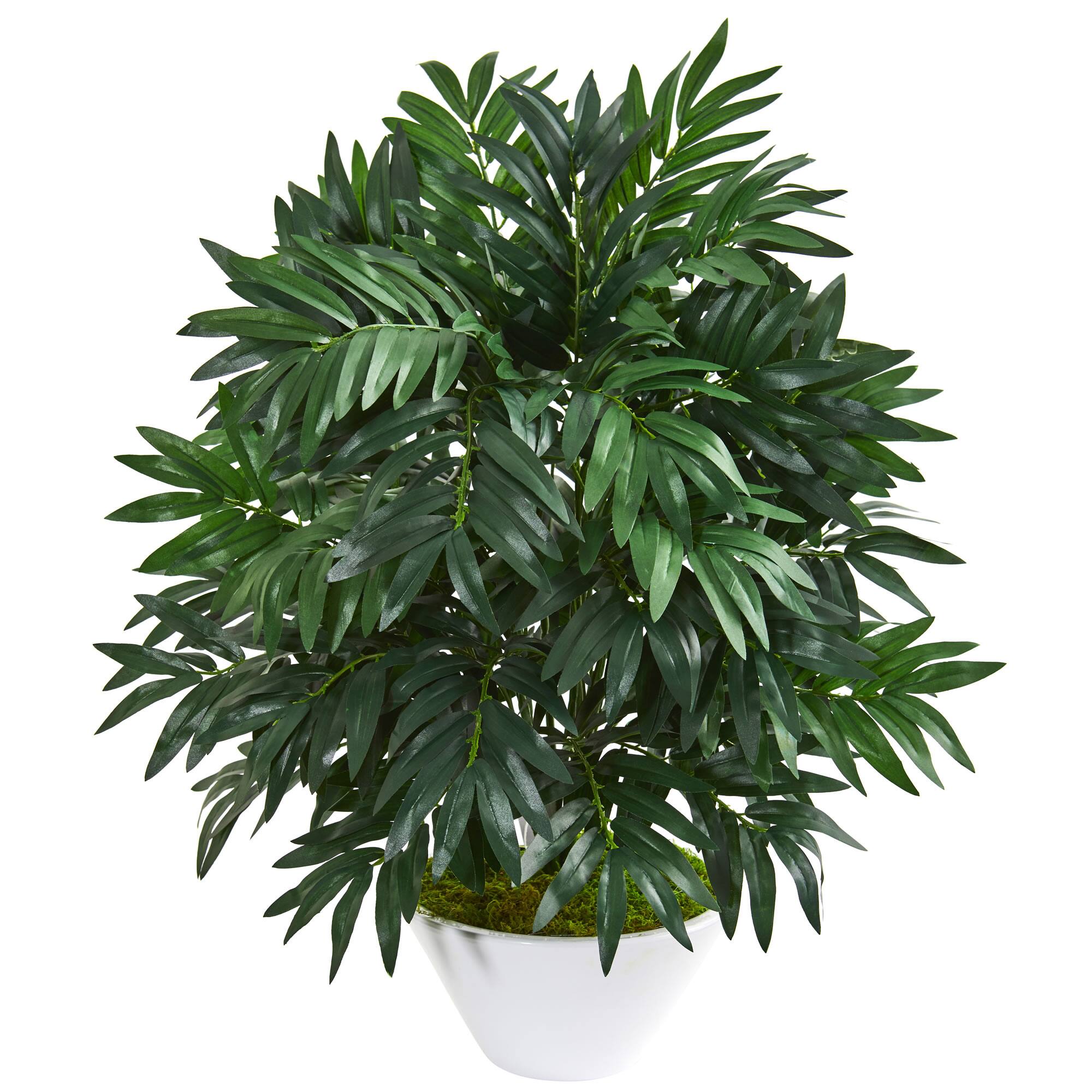 30in. Bamboo Palm Artificial Plant in White Planter Michaels